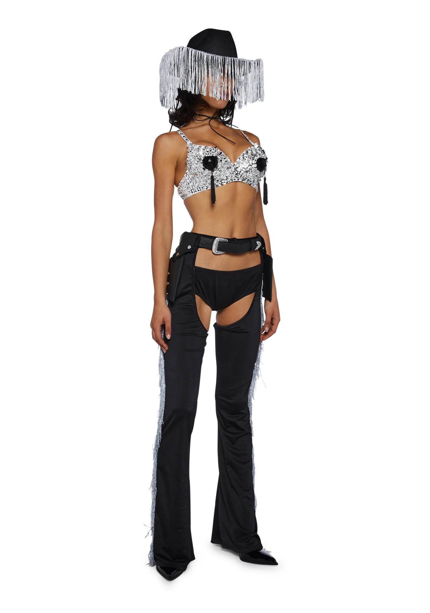 Giddy Up Rhinestone Cowgirl Costume - Black - Image 5