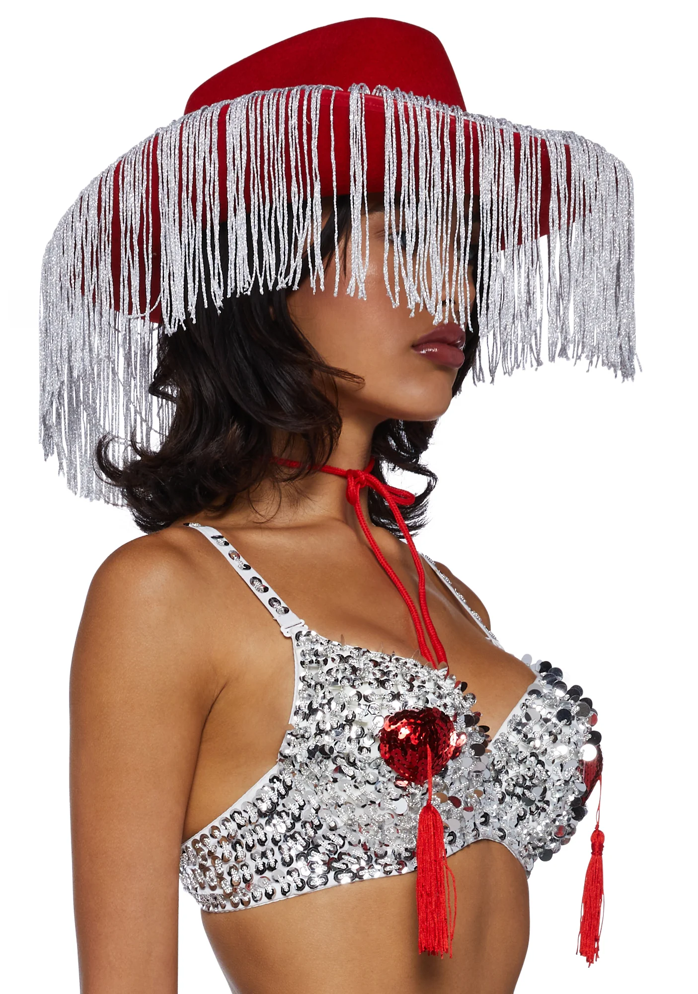 Giddy Up Rhinestone Cowgirl Costume - Red - Image 6