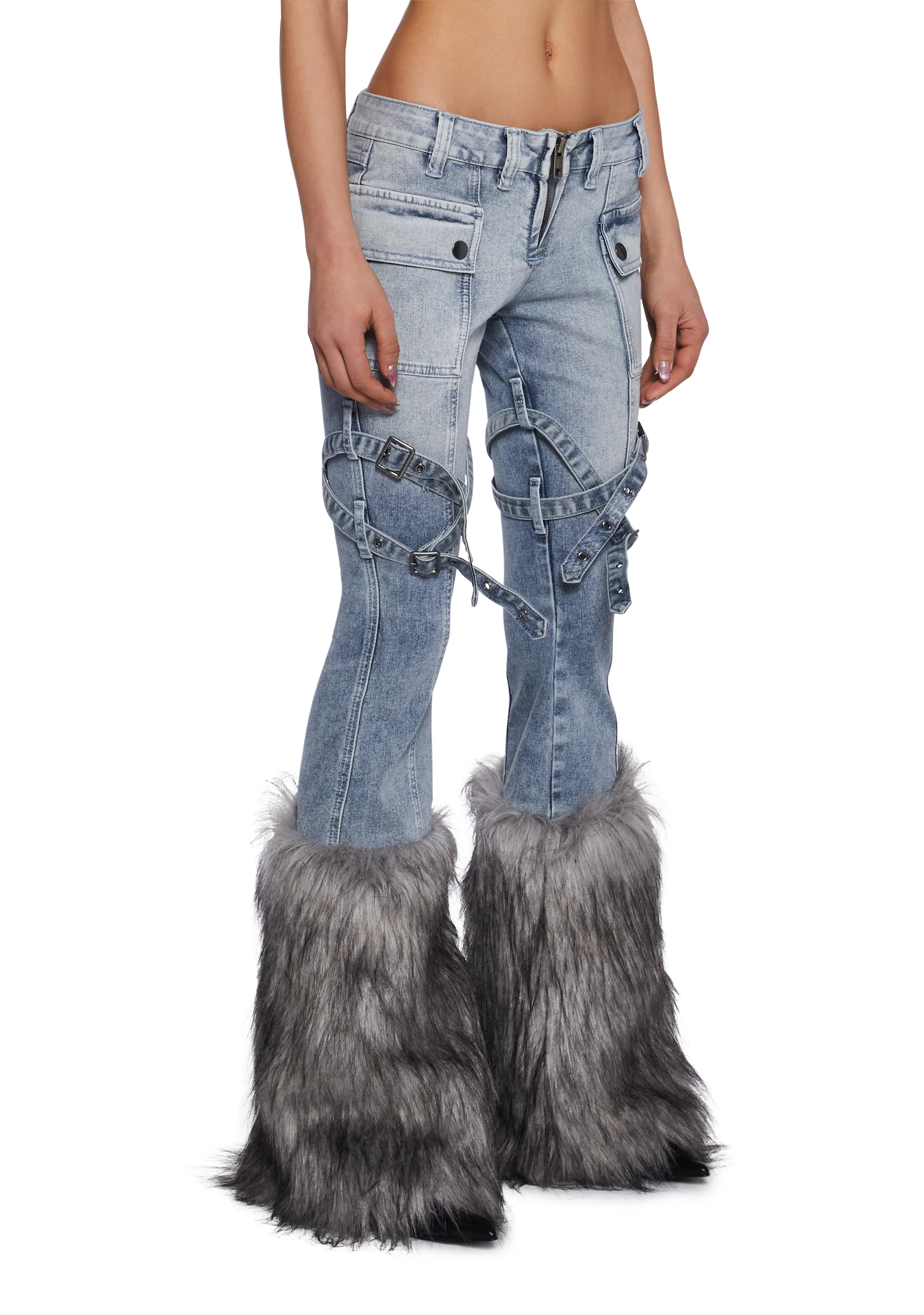 Gigi Faux Fur Denim Jeans - Image 3