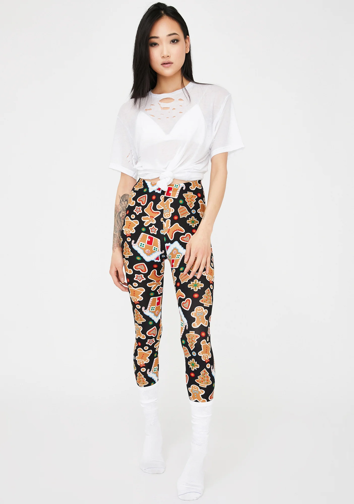 Gingerbread Dreams Printed Leggings - Image 8