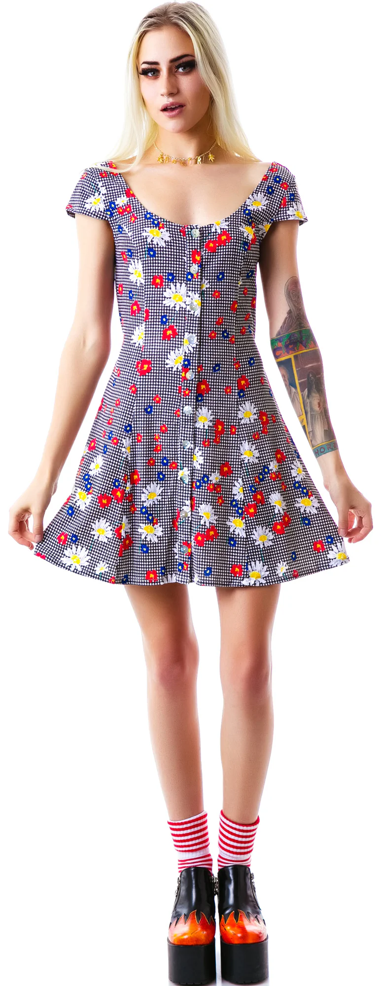Gingham Daisy Dress - Image 5