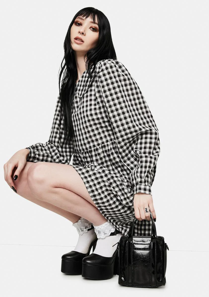 Gingham Print Peter Pan Collar Mini Dress - Image 2