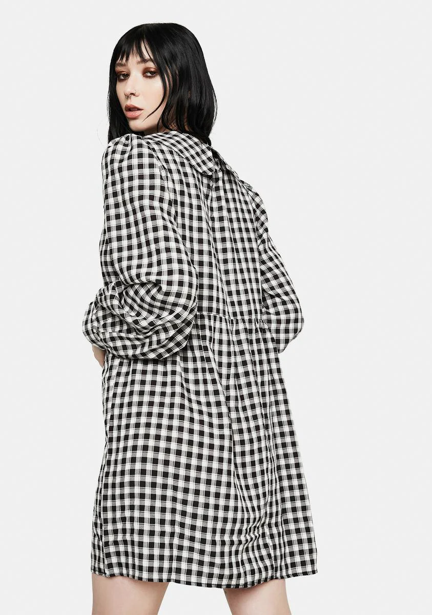 Gingham Print Peter Pan Collar Mini Dress - Image 4