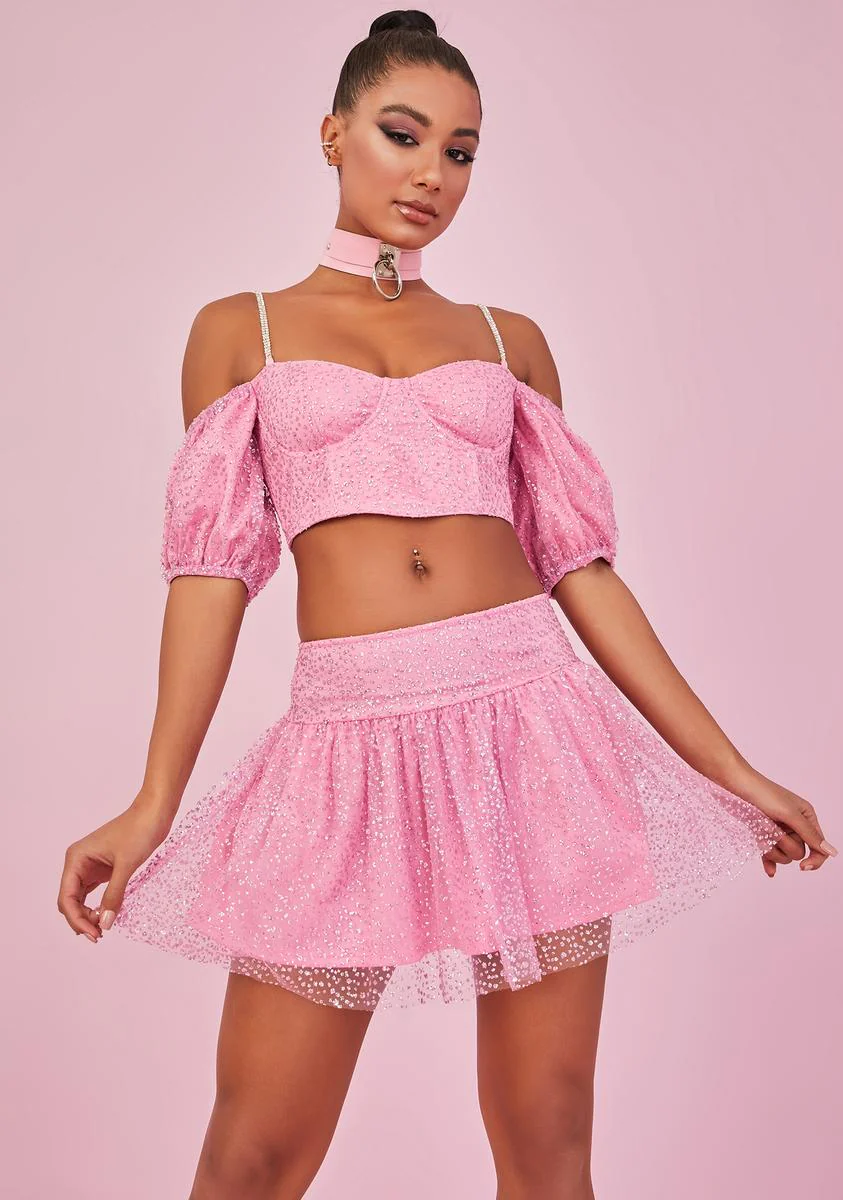 Glamour Check Glitter Mini Skirt - Image 2