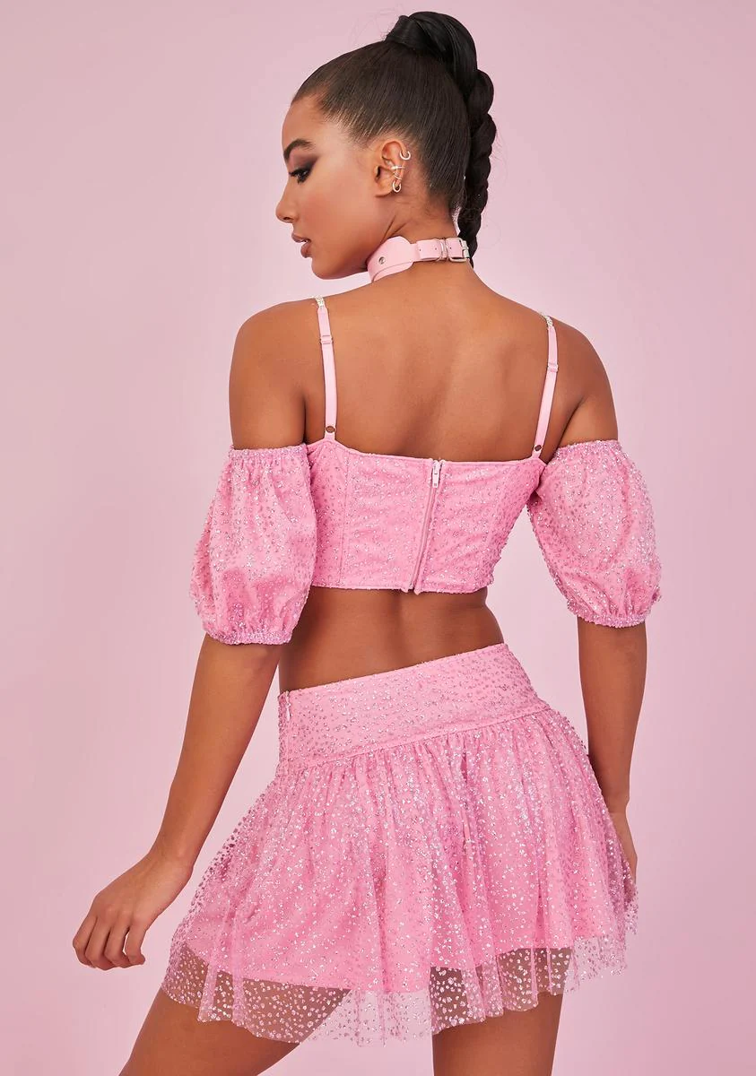 Glamour Check Glitter Mini Skirt - Image 4