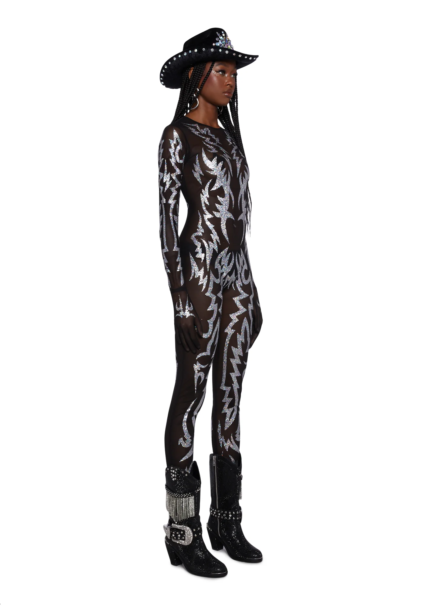 Glitter Superstar Mesh Catsuit - Image 3