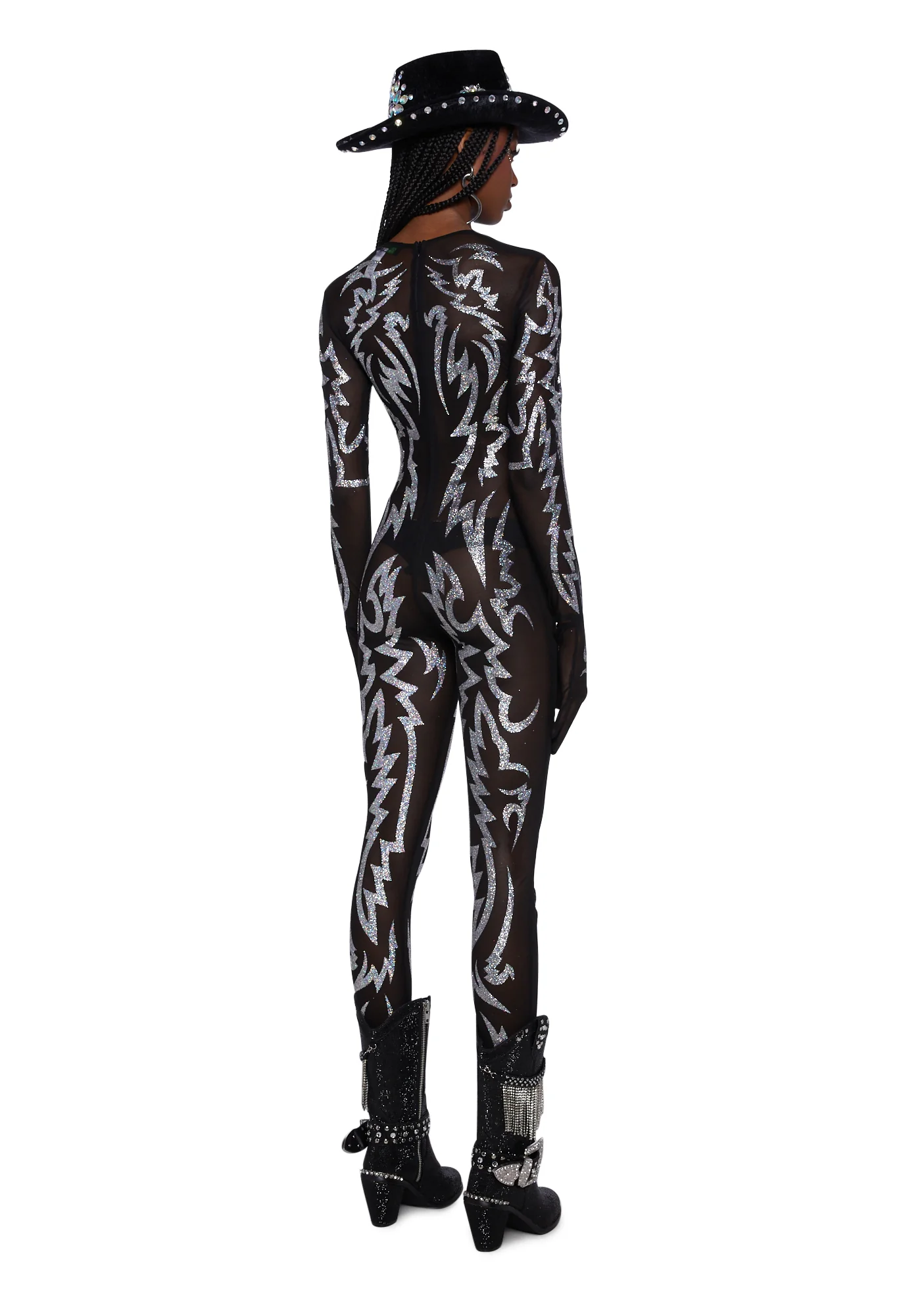 Glitter Superstar Mesh Catsuit - Image 4