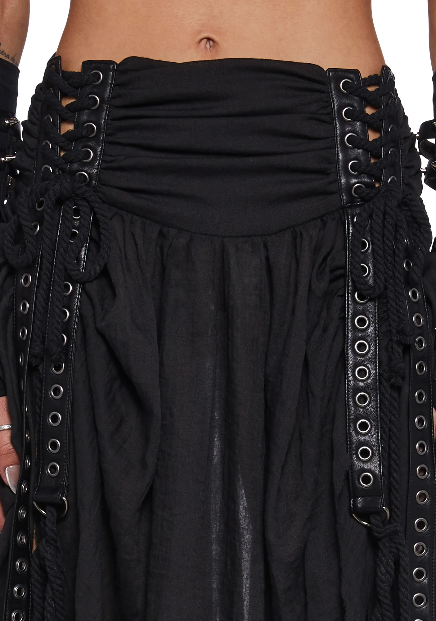 Frequency Asymmetrical Ruched Skirt - Black - Image 5