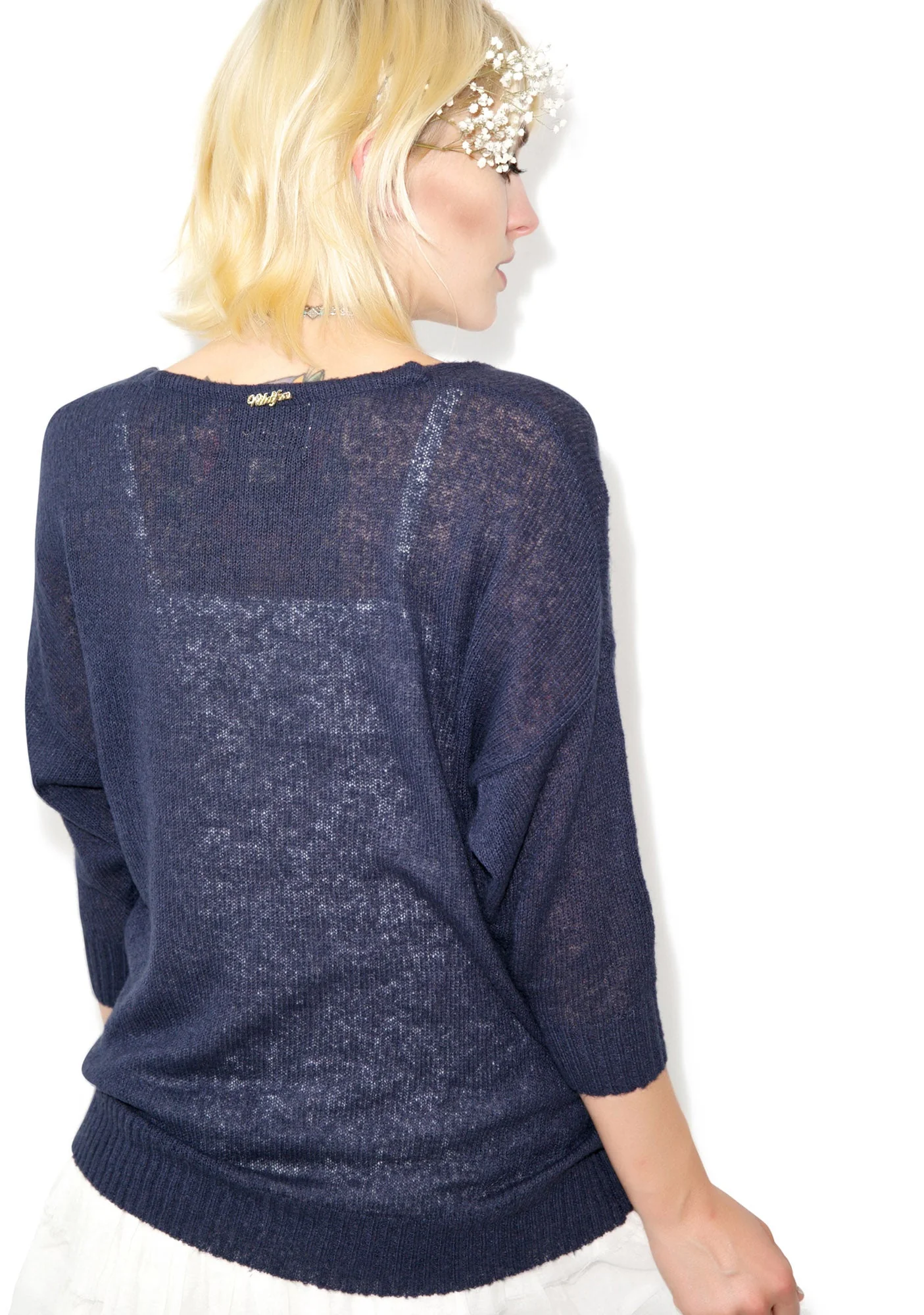 God Save the Dream V-Neck Sweater - Dark Blue - Image 10