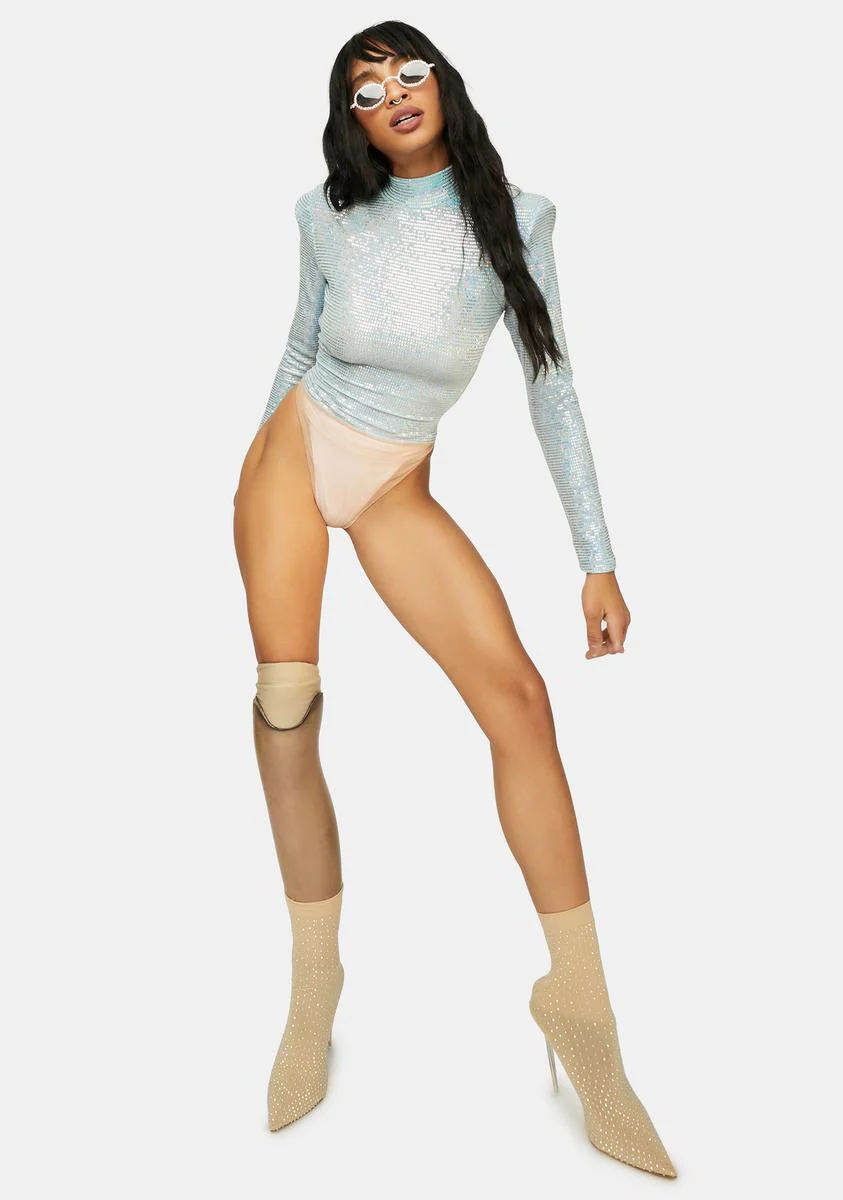 Goddess Glow Mock Neck Sparkle Top - Image 3
