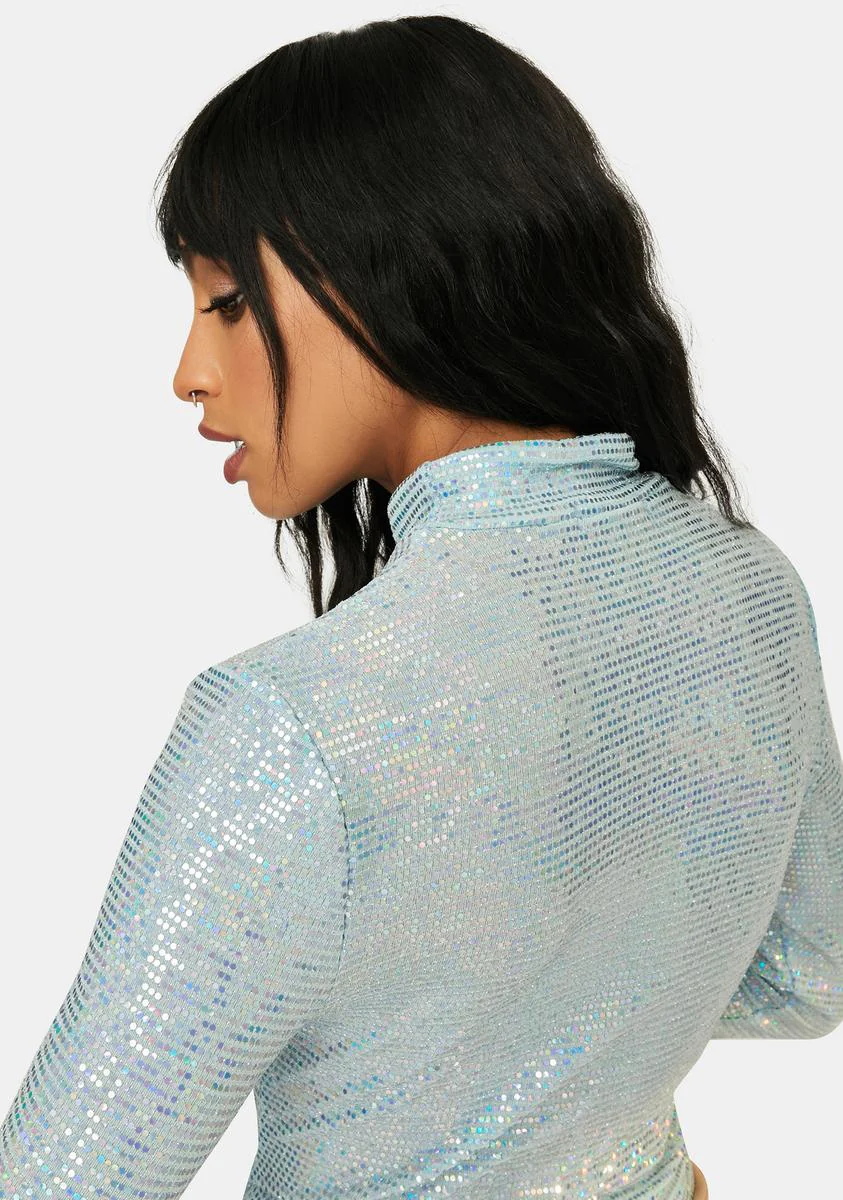 Goddess Glow Mock Neck Sparkle Top - Image 4