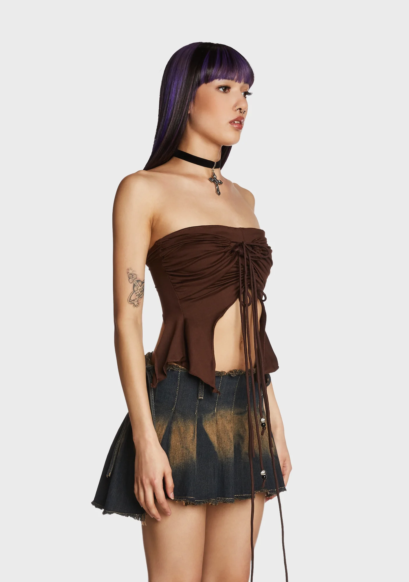 Going Mainstream Crop Top - Brown - Image 4