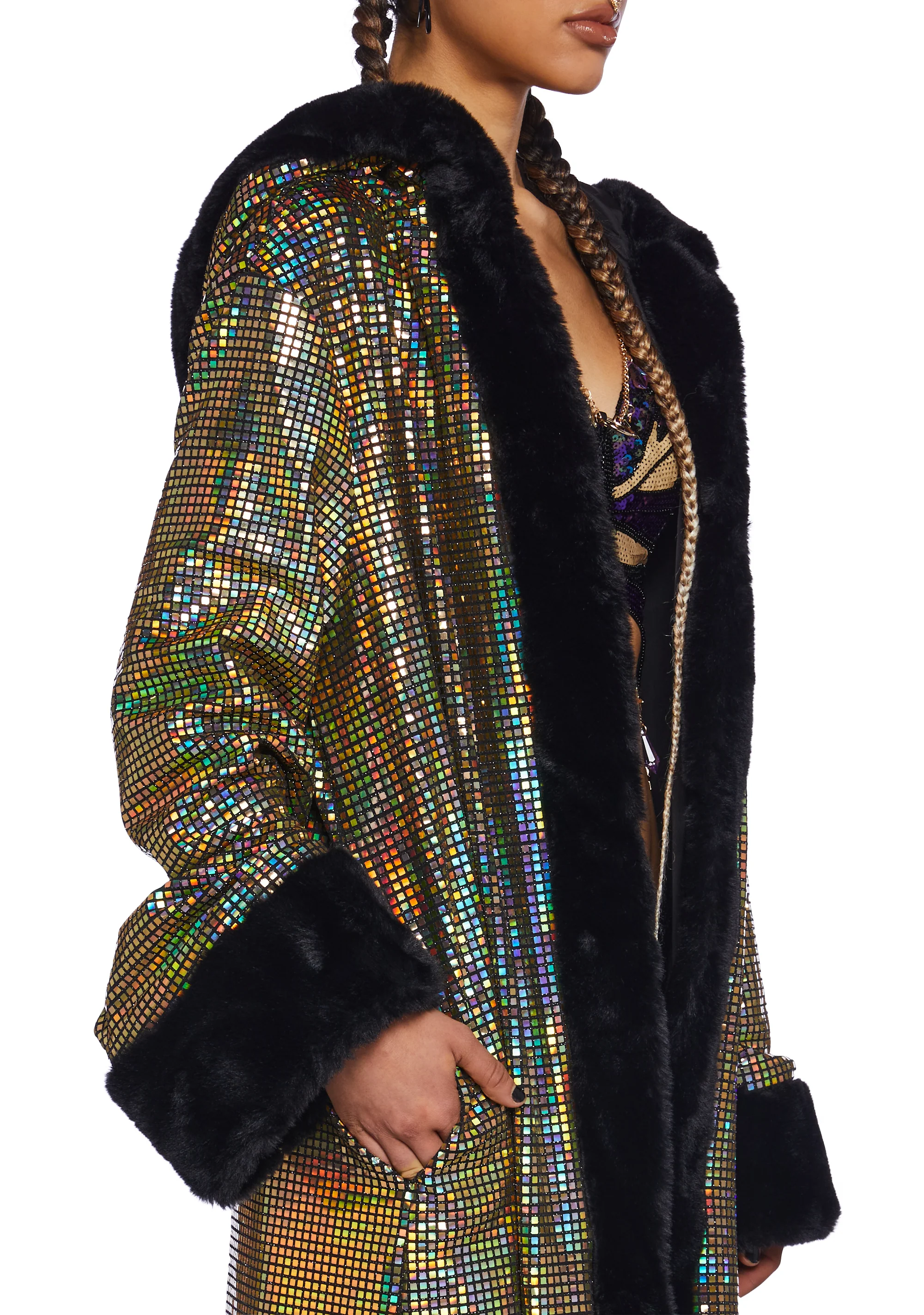 Gold Disco Fusion Hooded Duster - Image 2