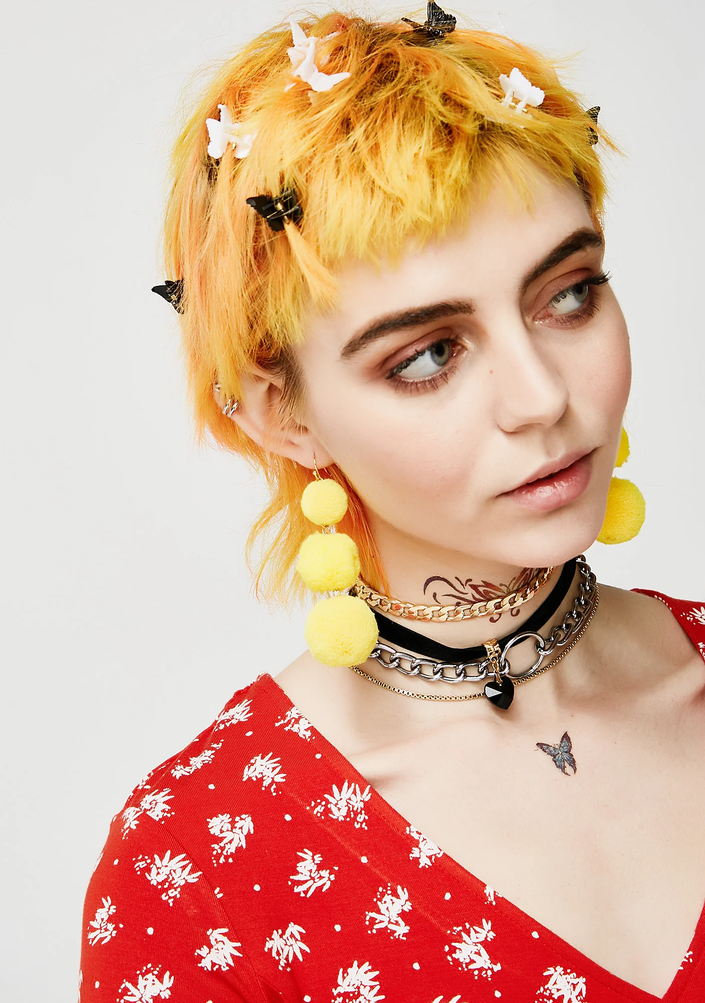 Golden Lil' Fluff Ball Earrings - Image 4