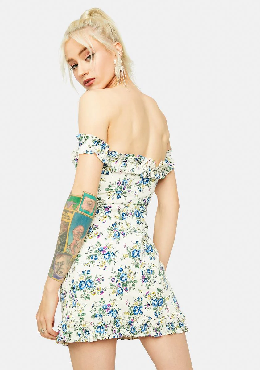 Got Talent Floral Off Shoulder Ruffle Mini Dress - Image 4