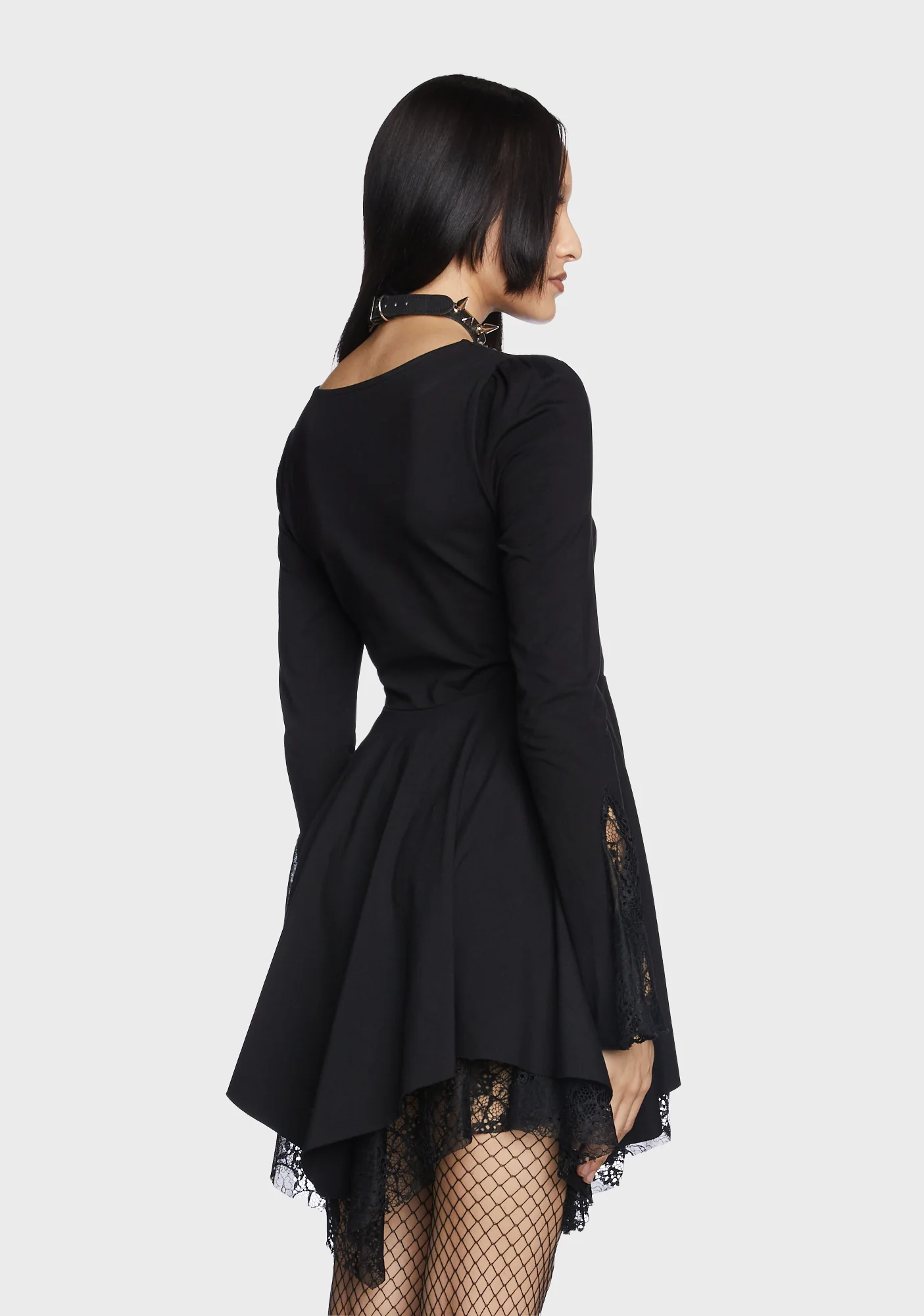 Gothic Asymmetric Pointed Hem Dress - Image 3