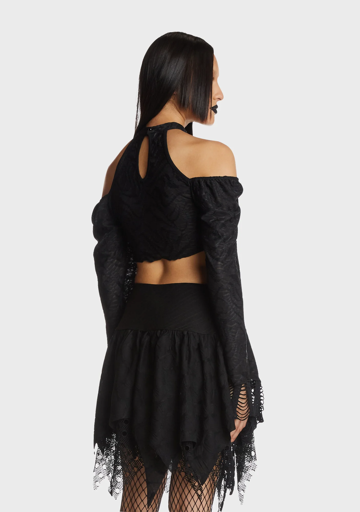 Gothic Bell Sleeves Crop Top - Image 3