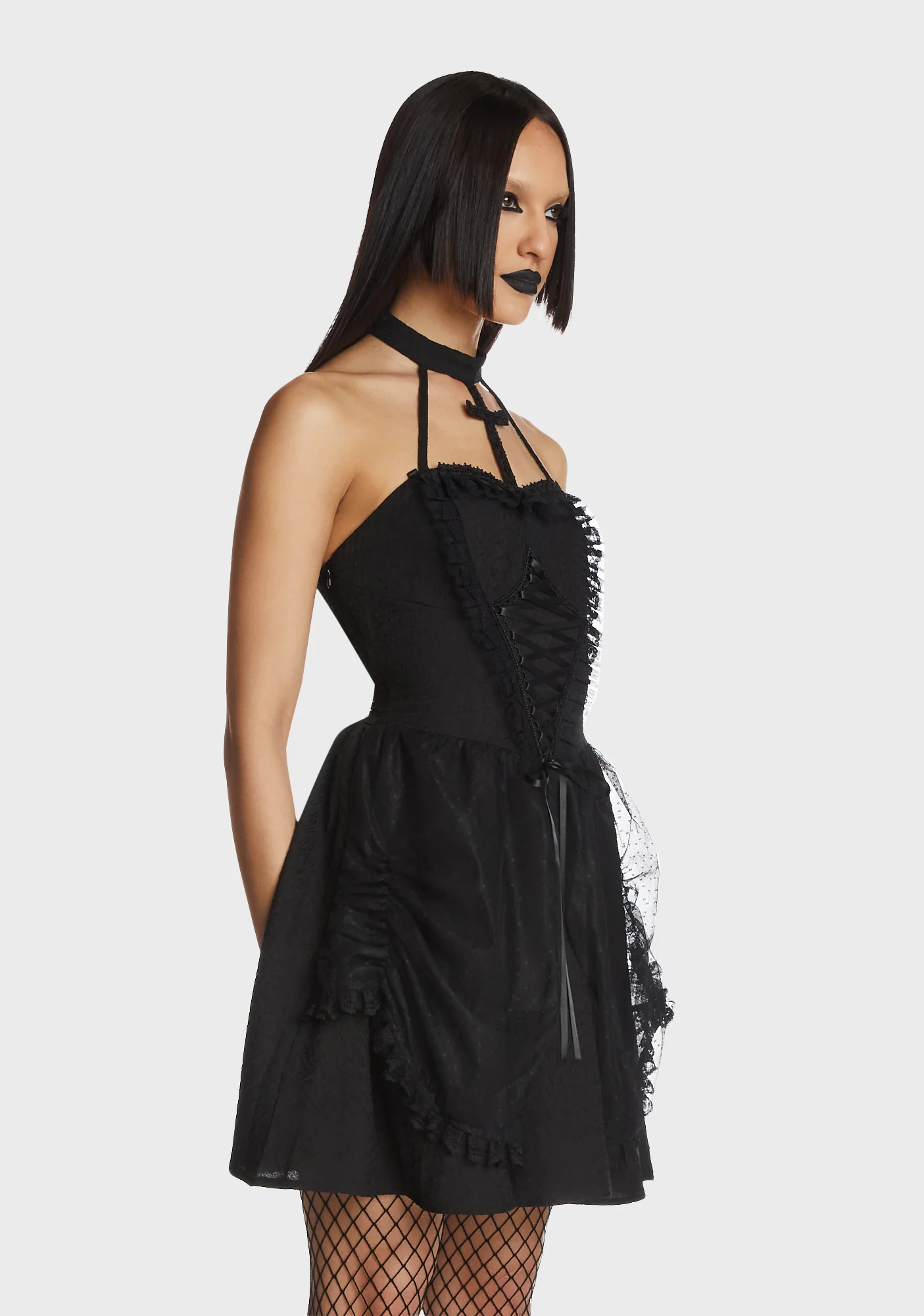 Gothic Big Cross Strap Dress - Image 4