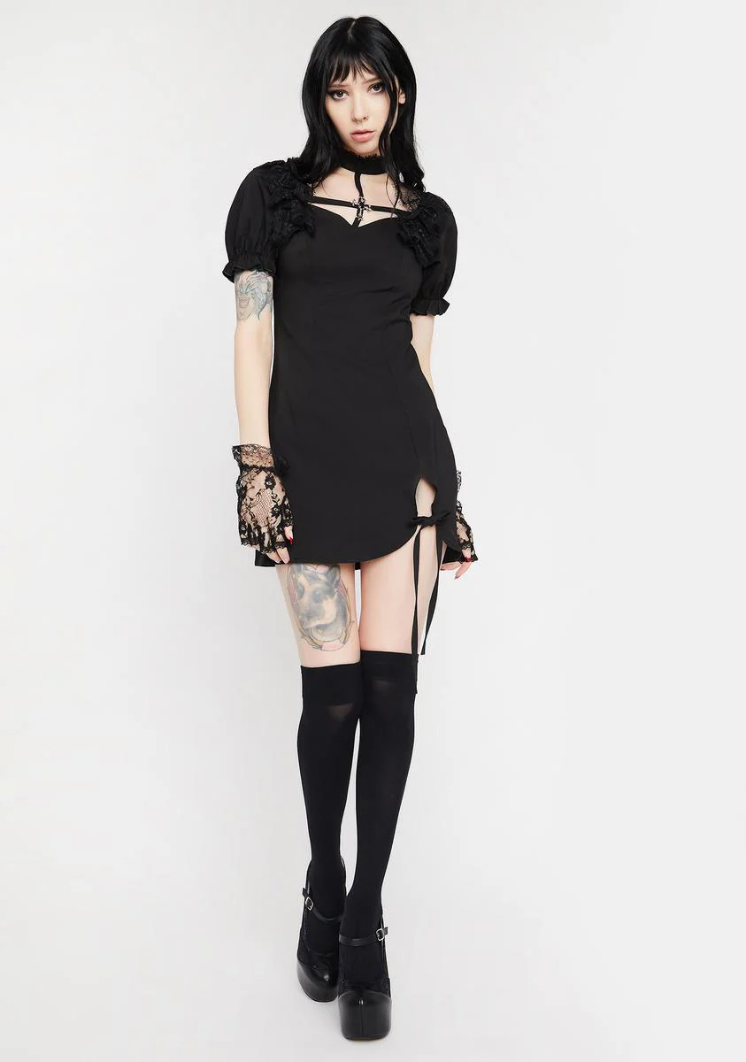 Gothic Cross Ghost Bubble Mini Dress - Image 3
