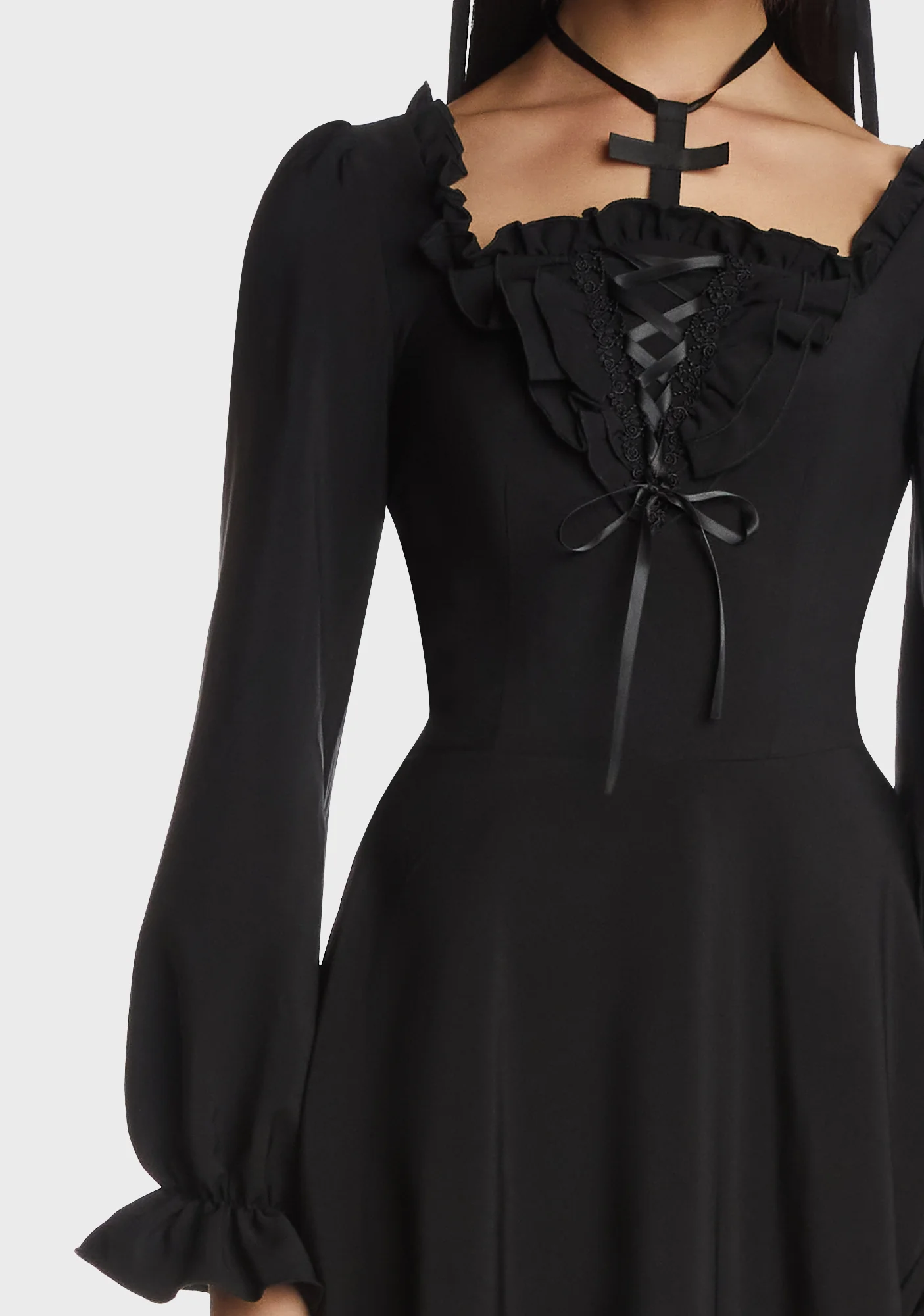 Gothic Dead Cross Frilly Dress - Image 2