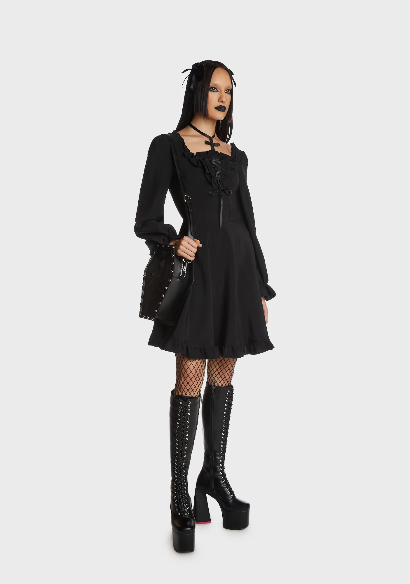 Gothic Dead Cross Frilly Dress - Image 3