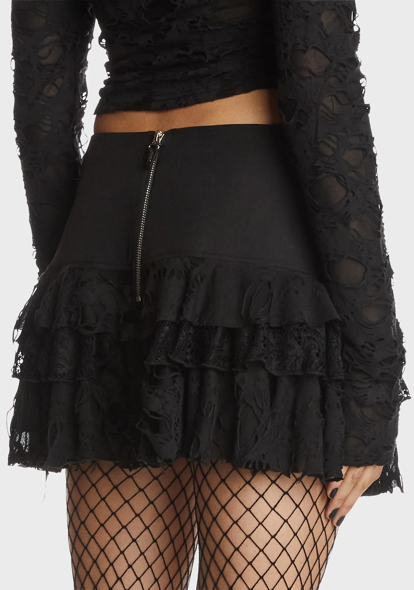 Gothic Ghost Lace Frilly Skirt - Image 2