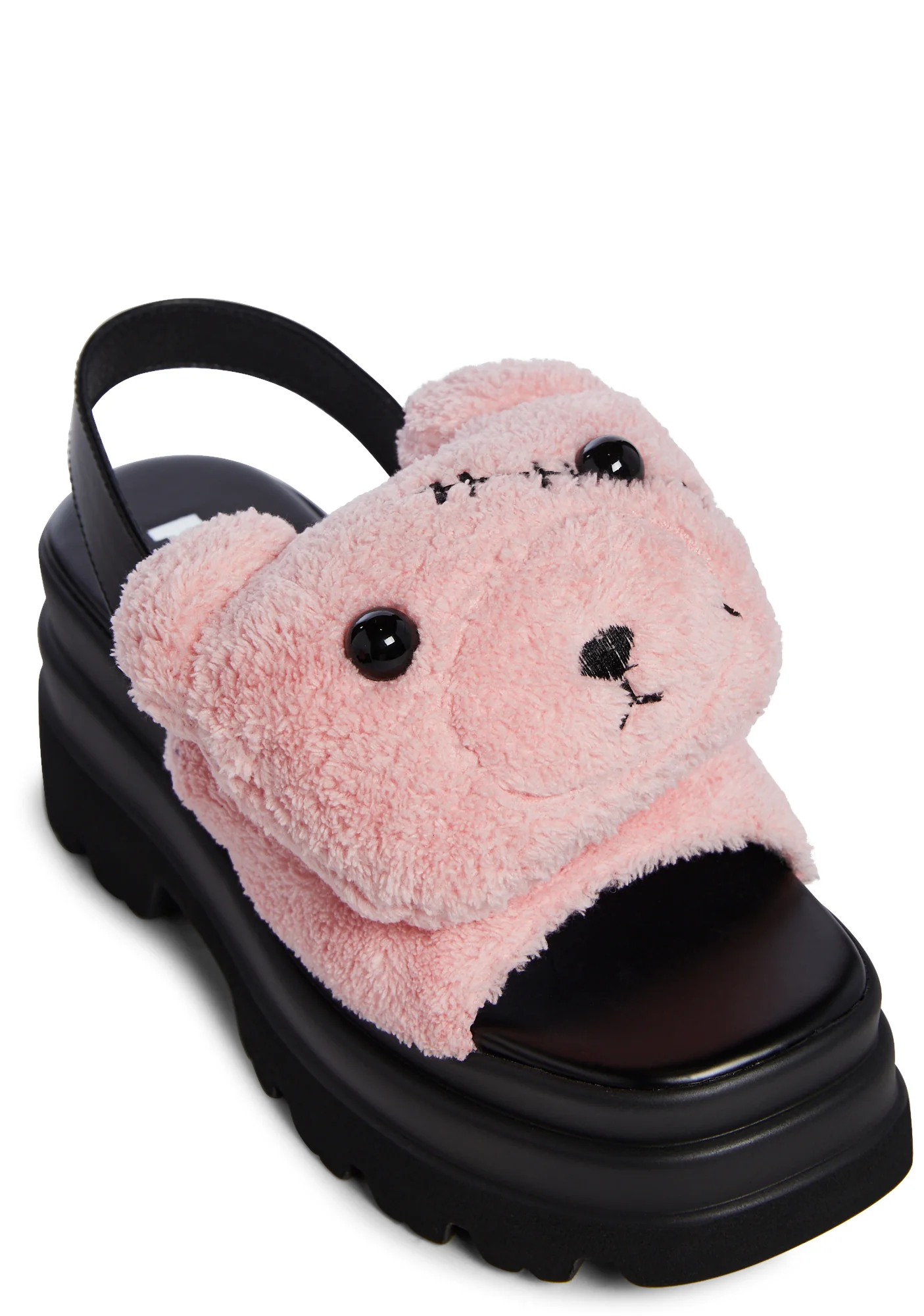 Gothic Hug Life Fuzzy Platform Sandals-Pink - Image 2