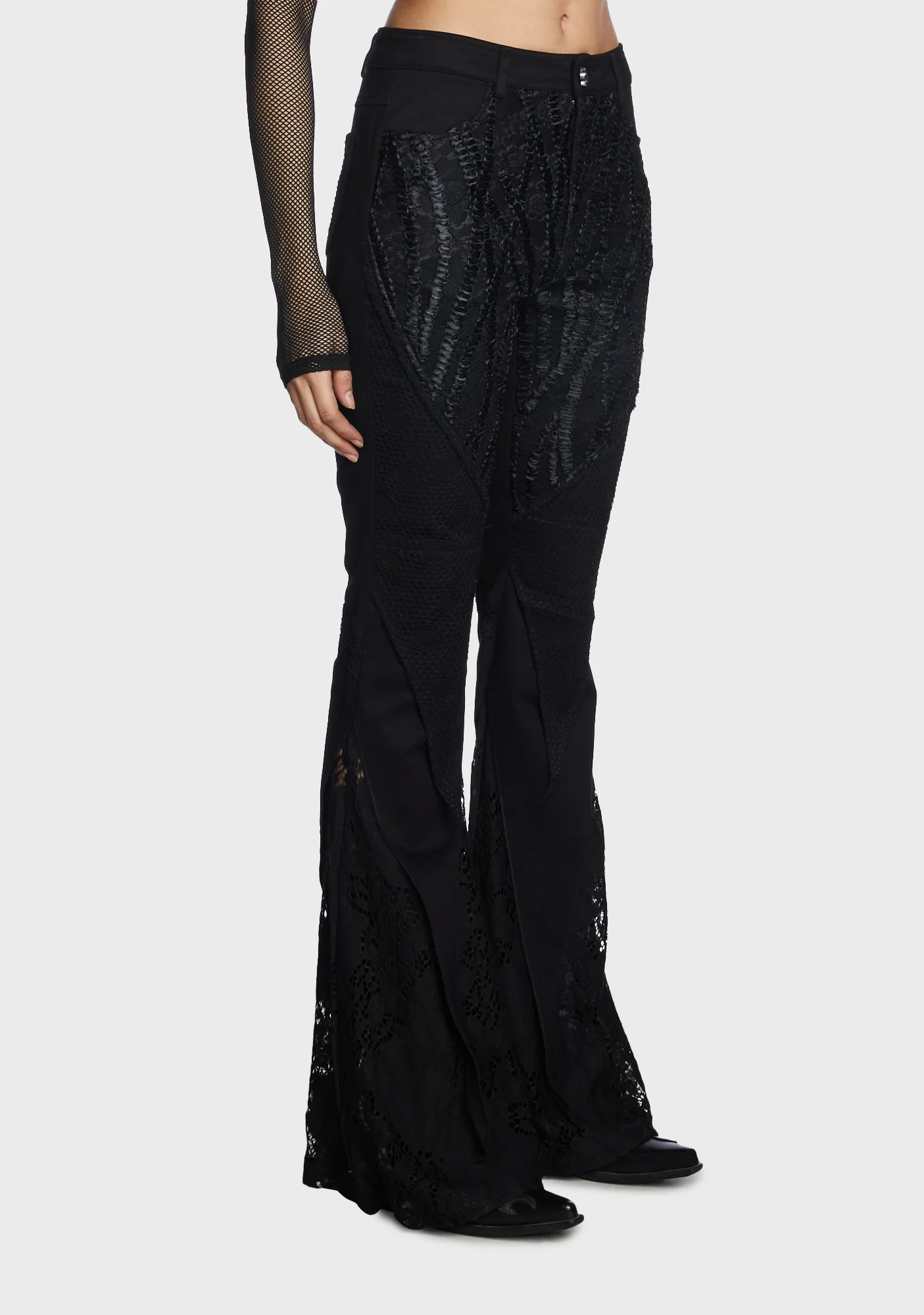 Gothic Lace Splice Flared Pants - Image 4