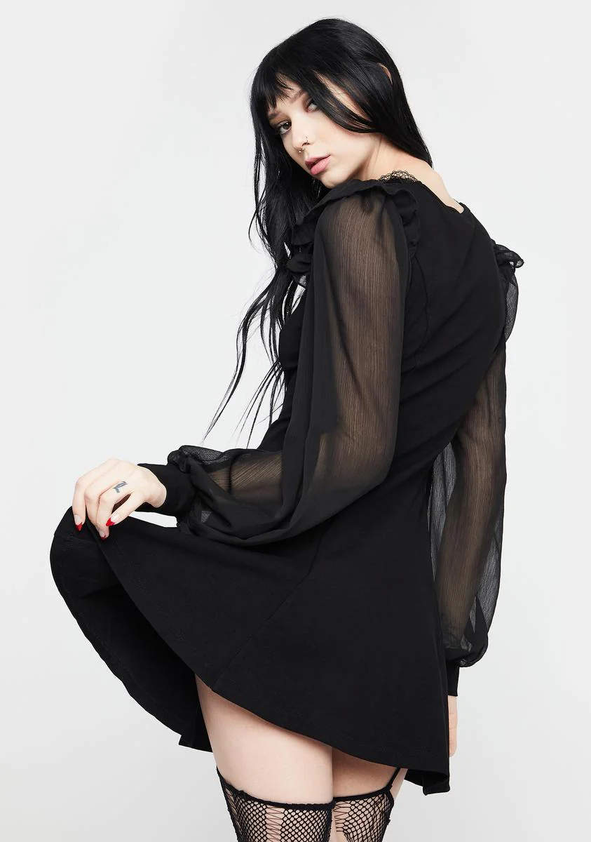 Gothic Mesh Sleeve Dress - Image 4