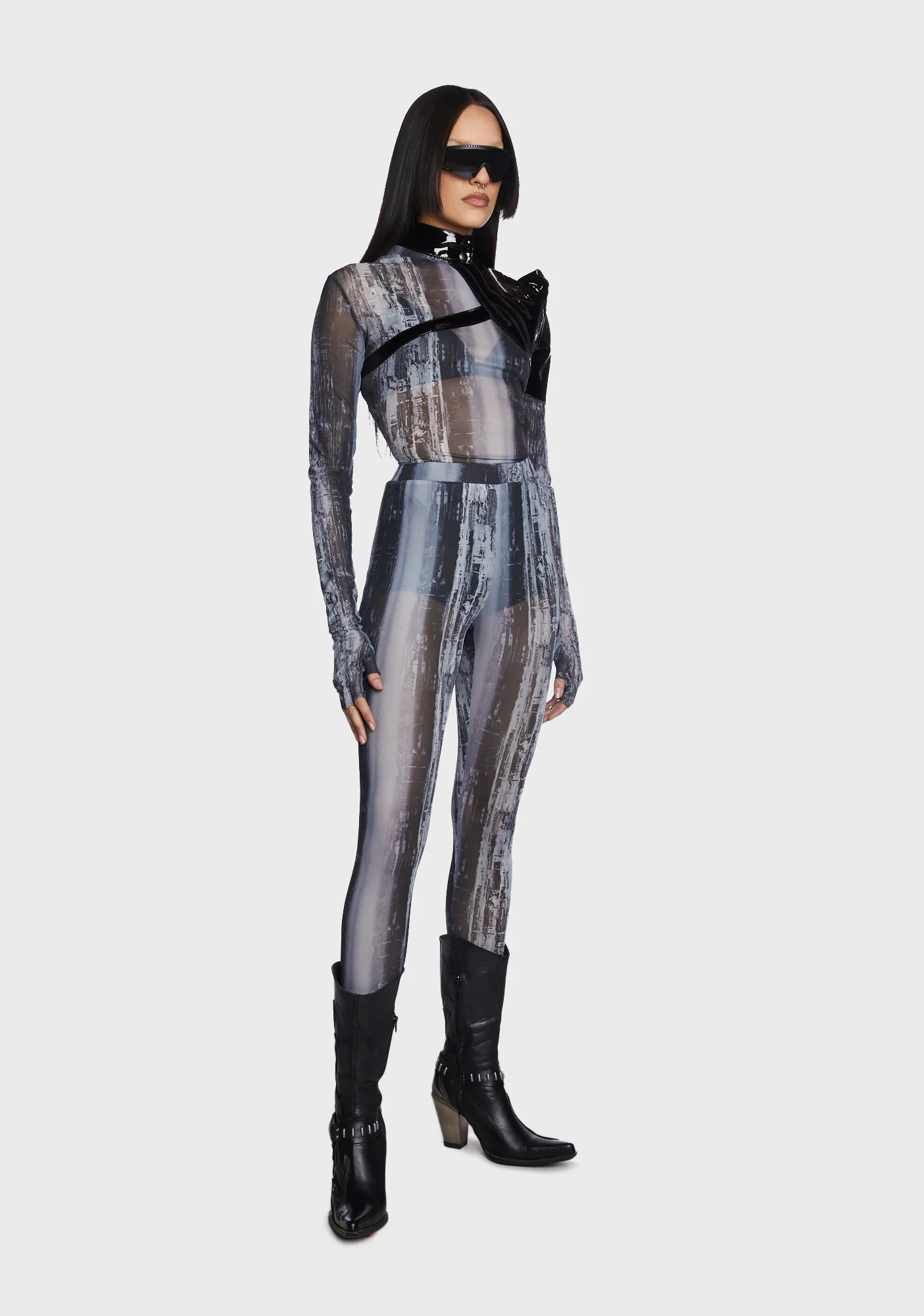 Gothic One-Arm Long Sleeve Short Coat - Image 4