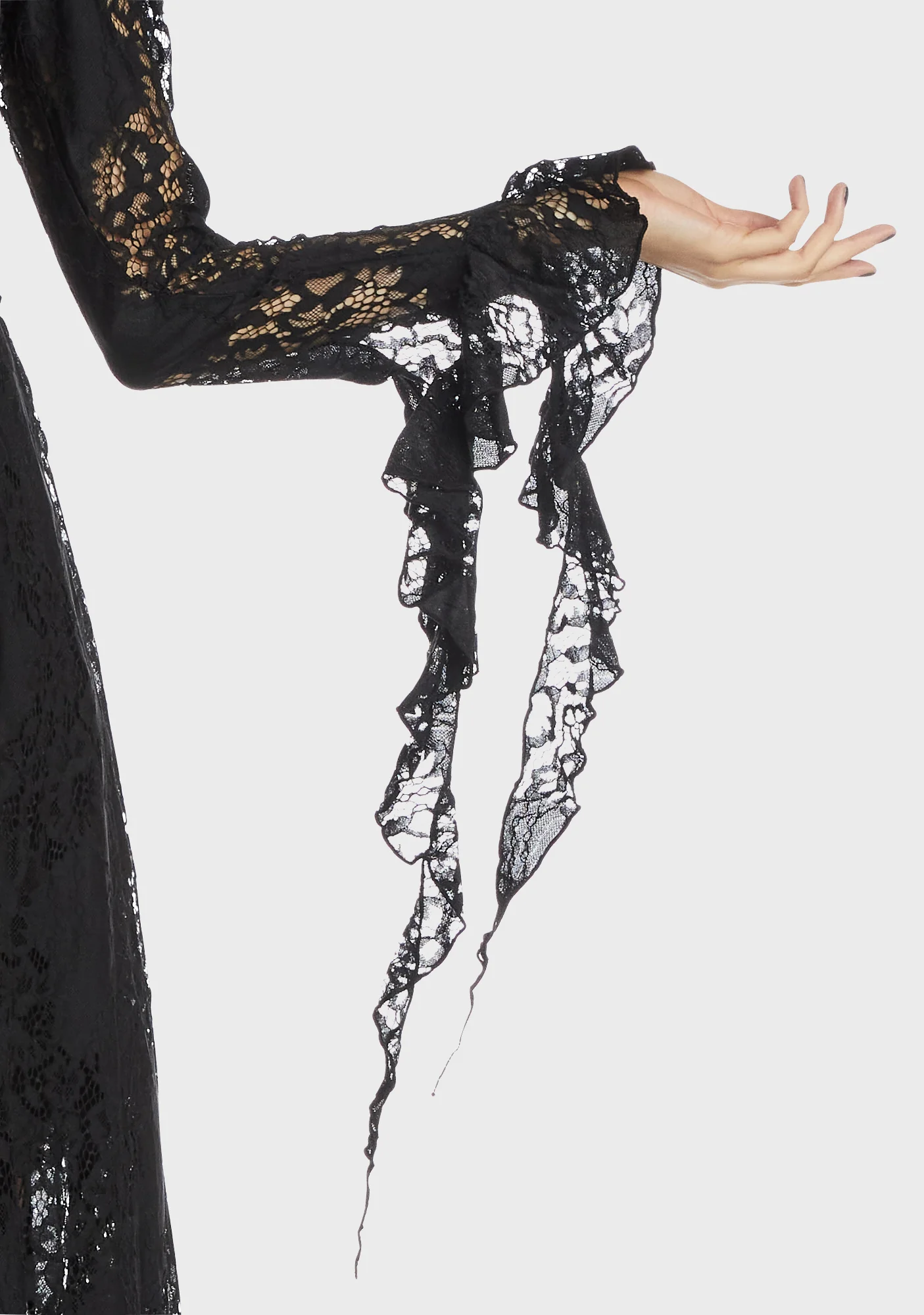 Gothic Romantic Hollow Out Frilly Lace Dress - Image 2