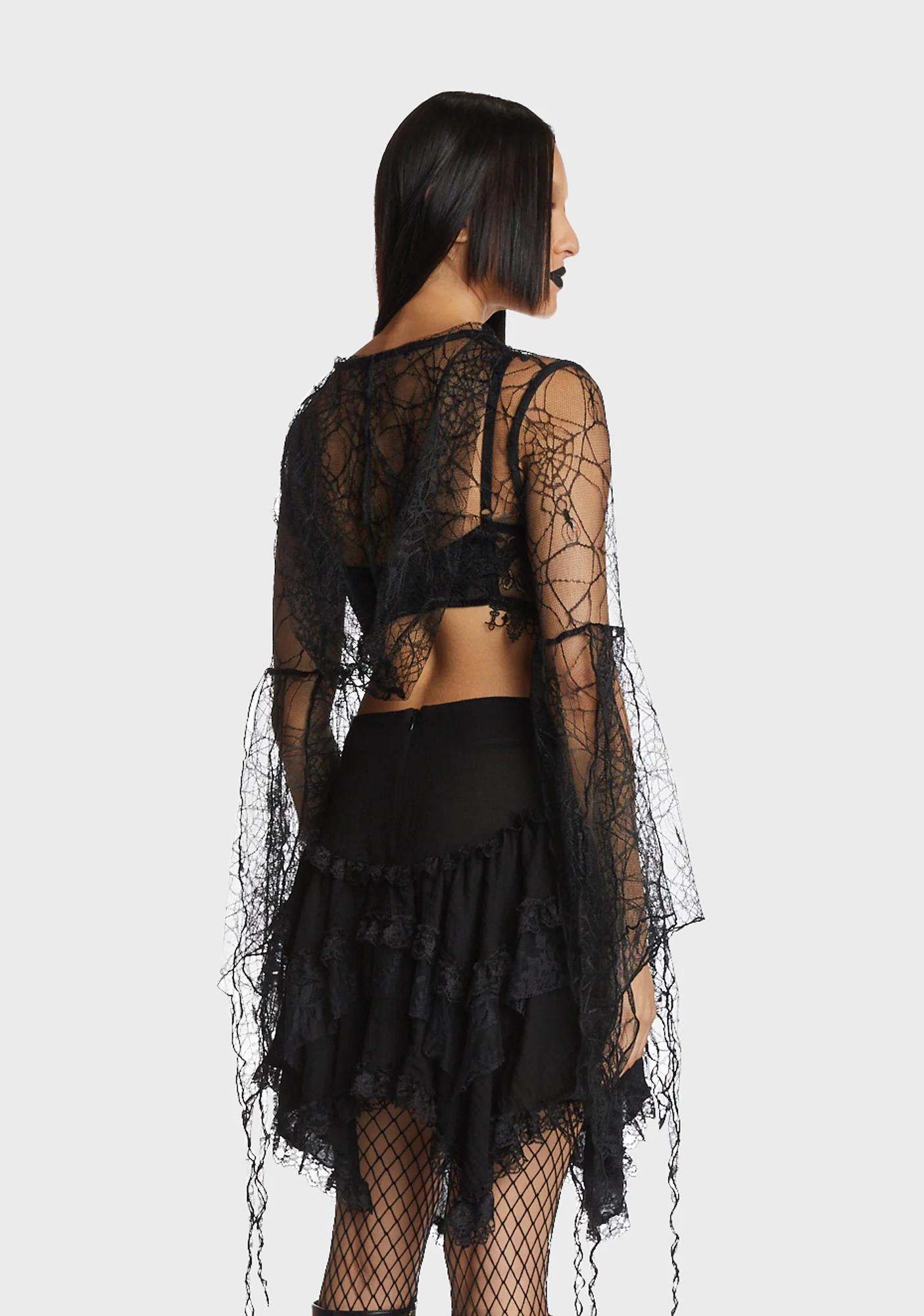 Gothic Sexy Spider Exaggerated Sleeves Hooded Cape - Image 3