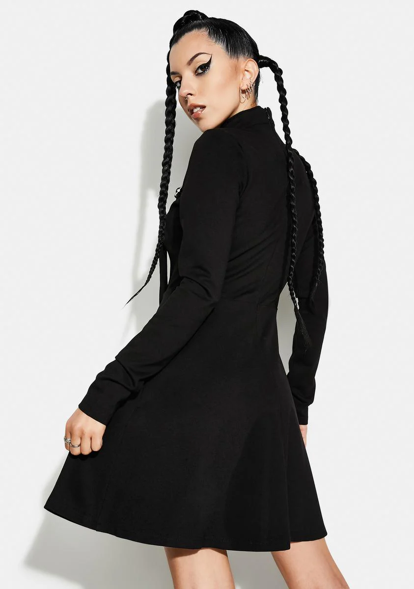 Gothic Stand Collar Strappy Dress - Image 4
