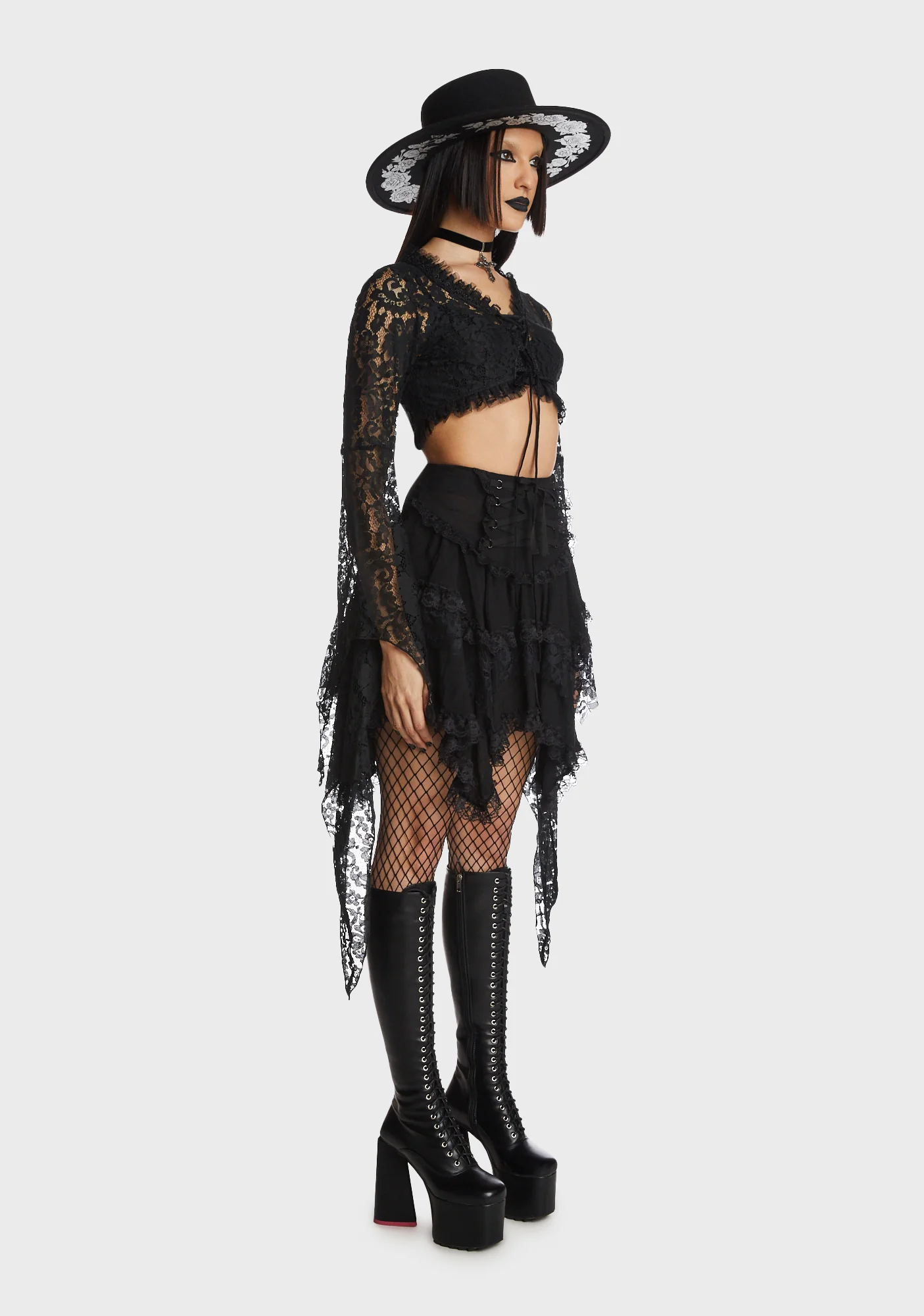 Gothic Witch Bell Sleeves Lace Cape - Image 3