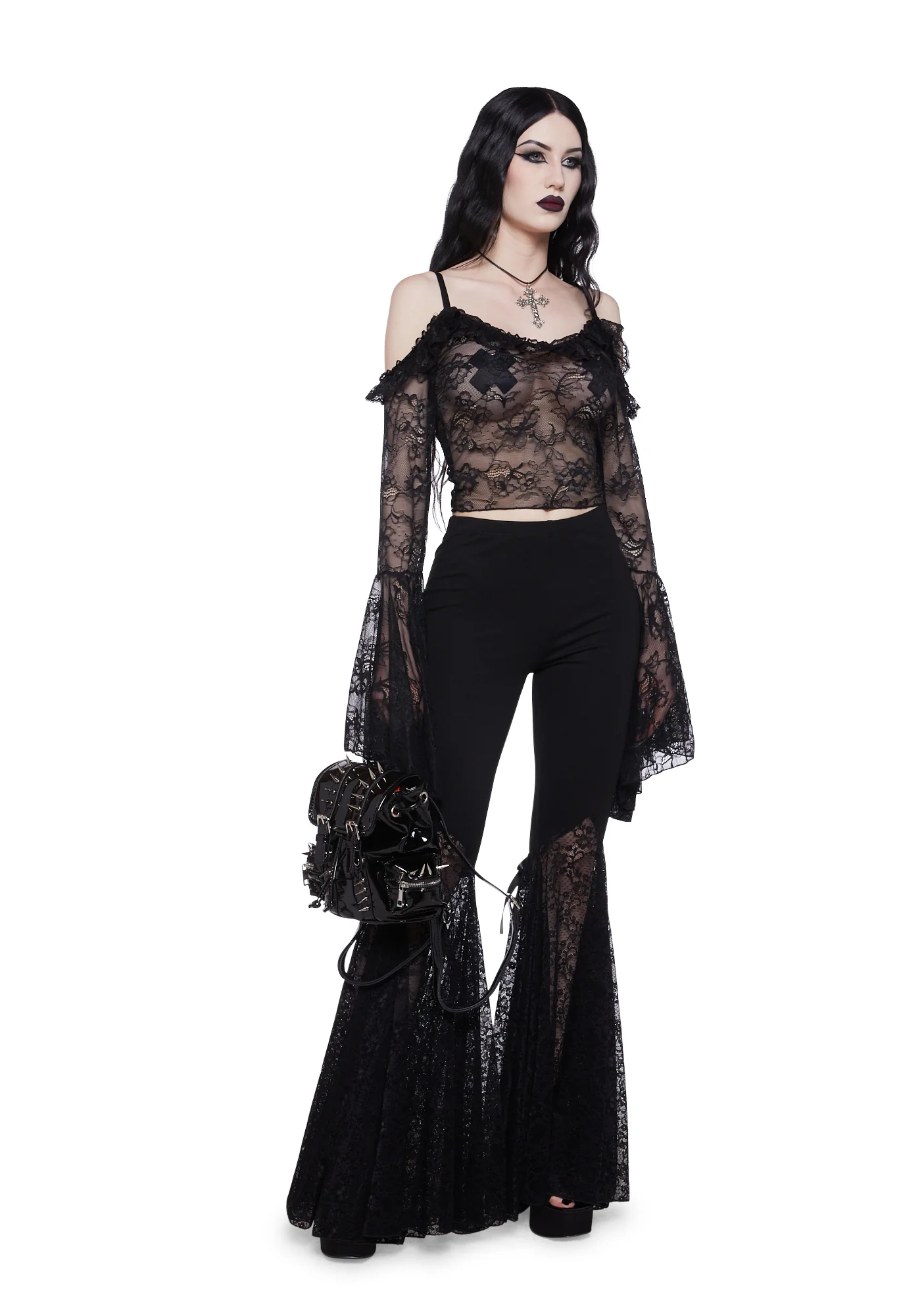 Gothic With Grace Mesh Top - Black - Image 2