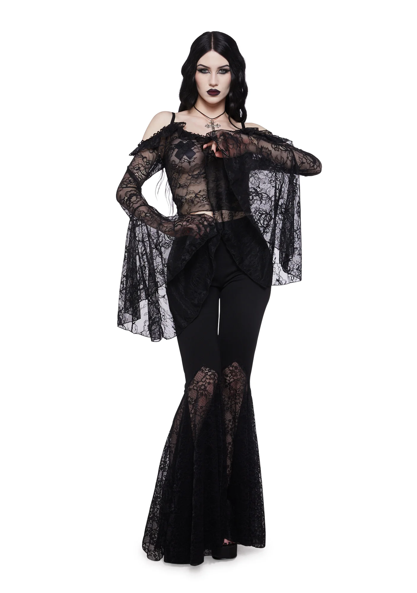 Gothic With Grace Mesh Top - Black - Image 6