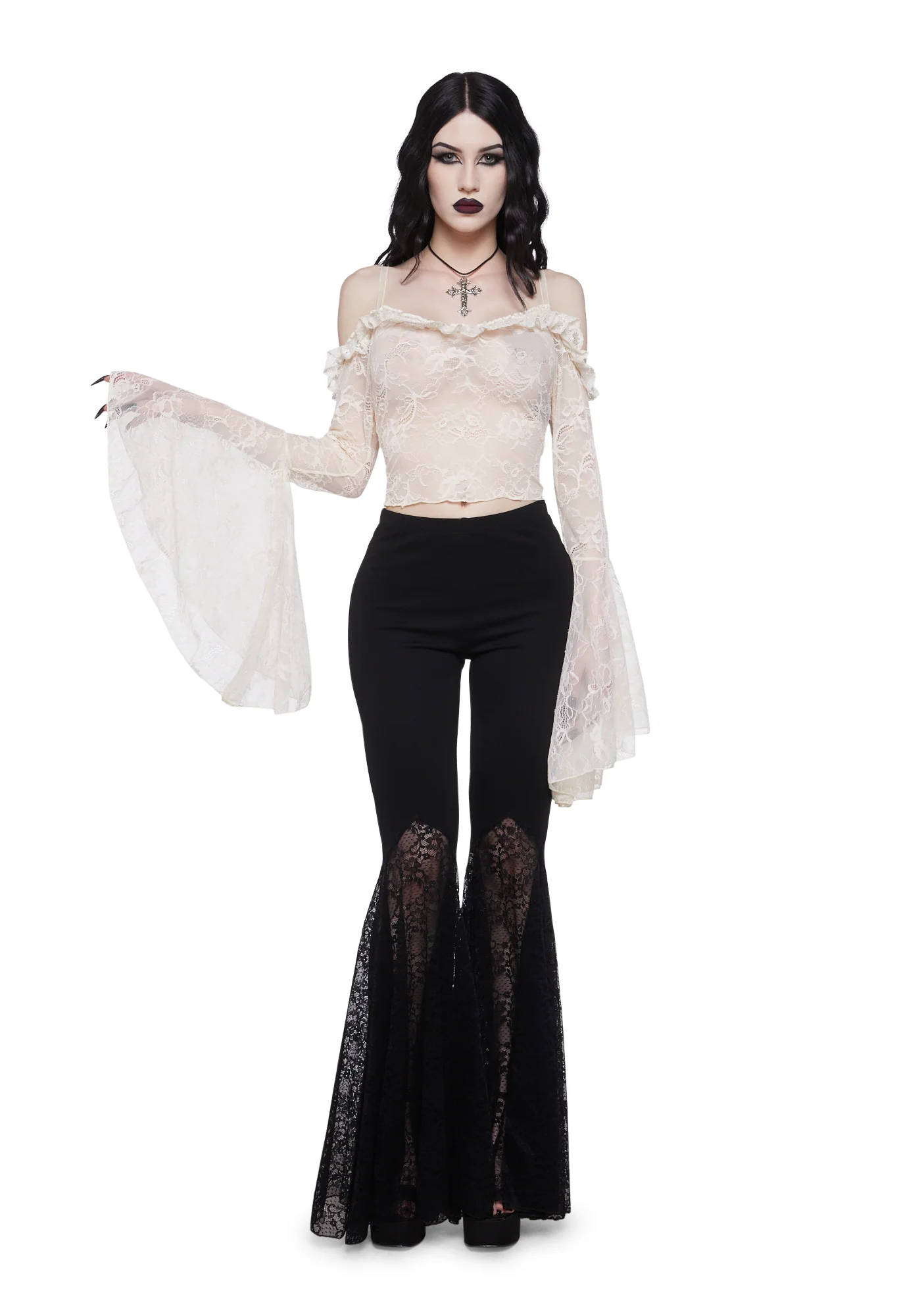 Gothic With Grace Mesh Top - Off White - Image 6