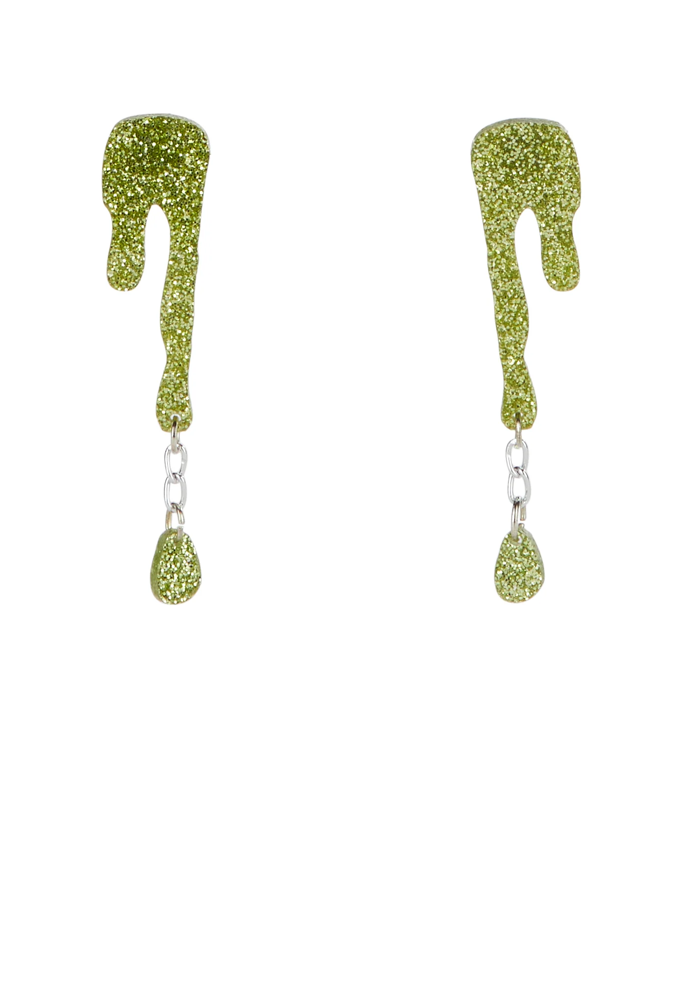 Green Glitter Slime Earrings - Image 4