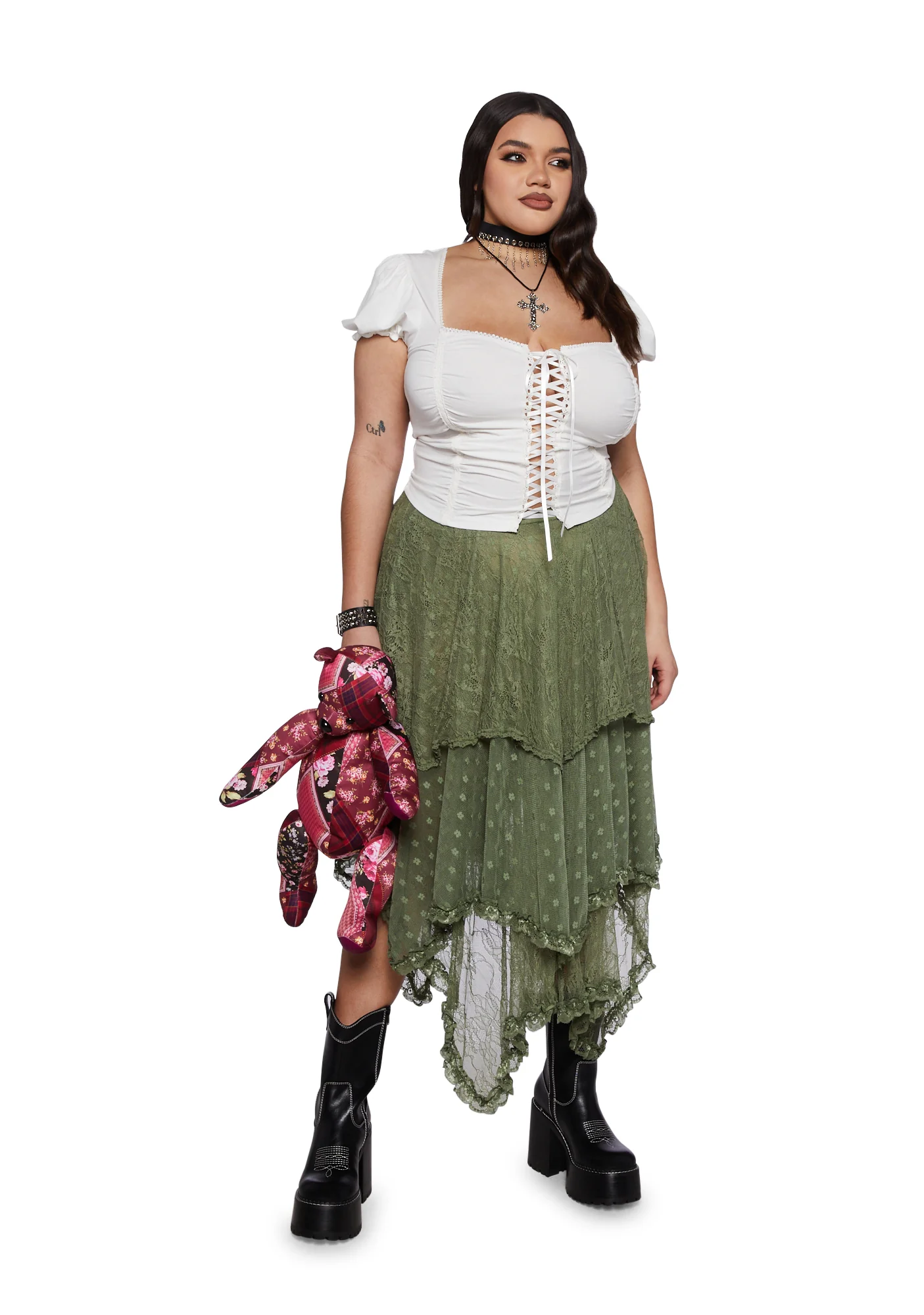 Plus Ethereal Woodlands Maxi Skirt - Green - Image 2