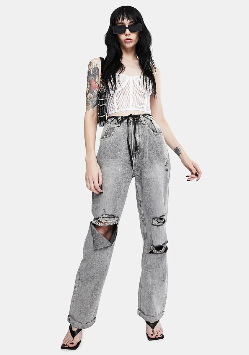 Grey Raider Trash High Waist Wide Leg Jeans - Image 2