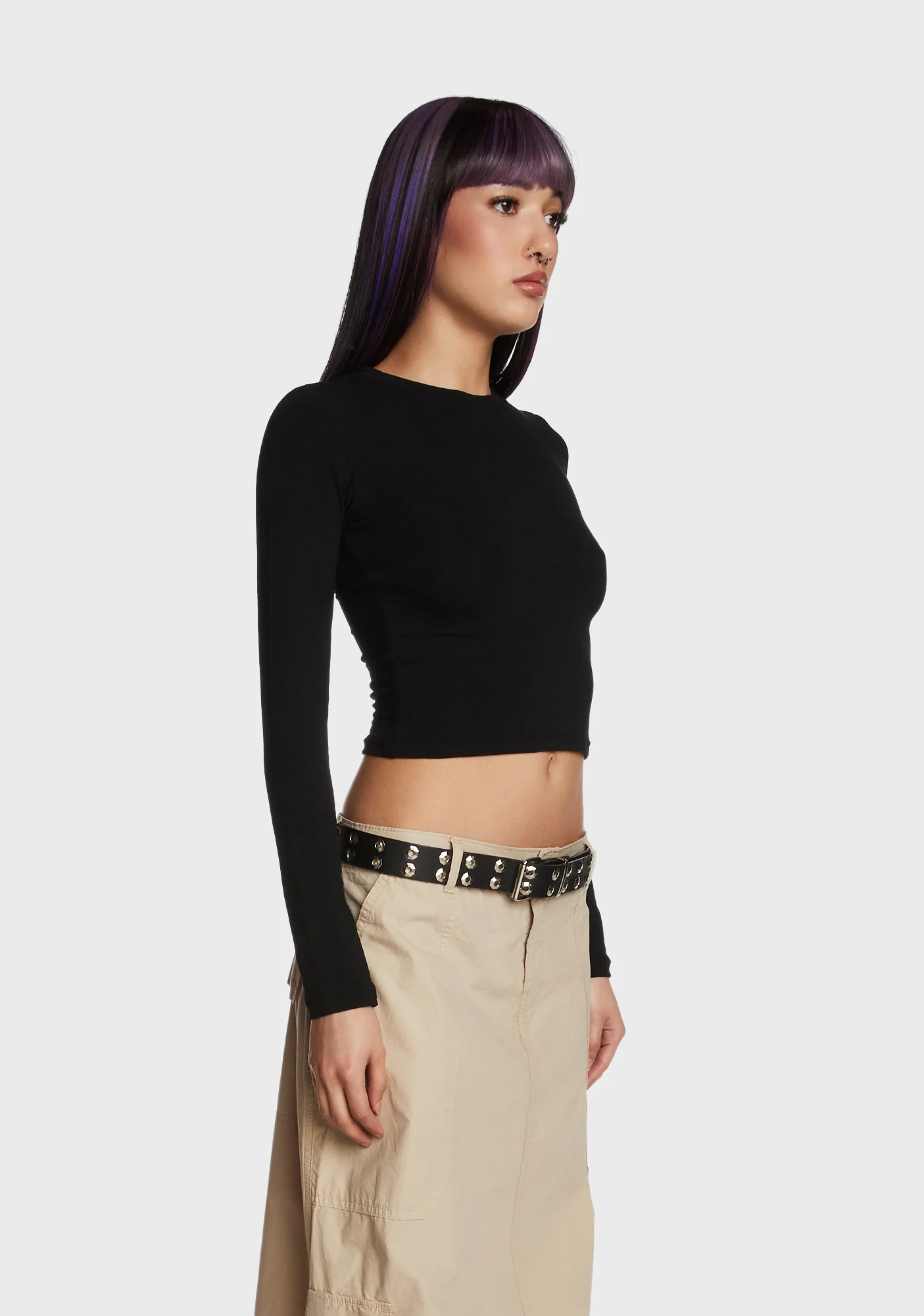 Hair Flip Long Sleeve Top - Black - Image 4