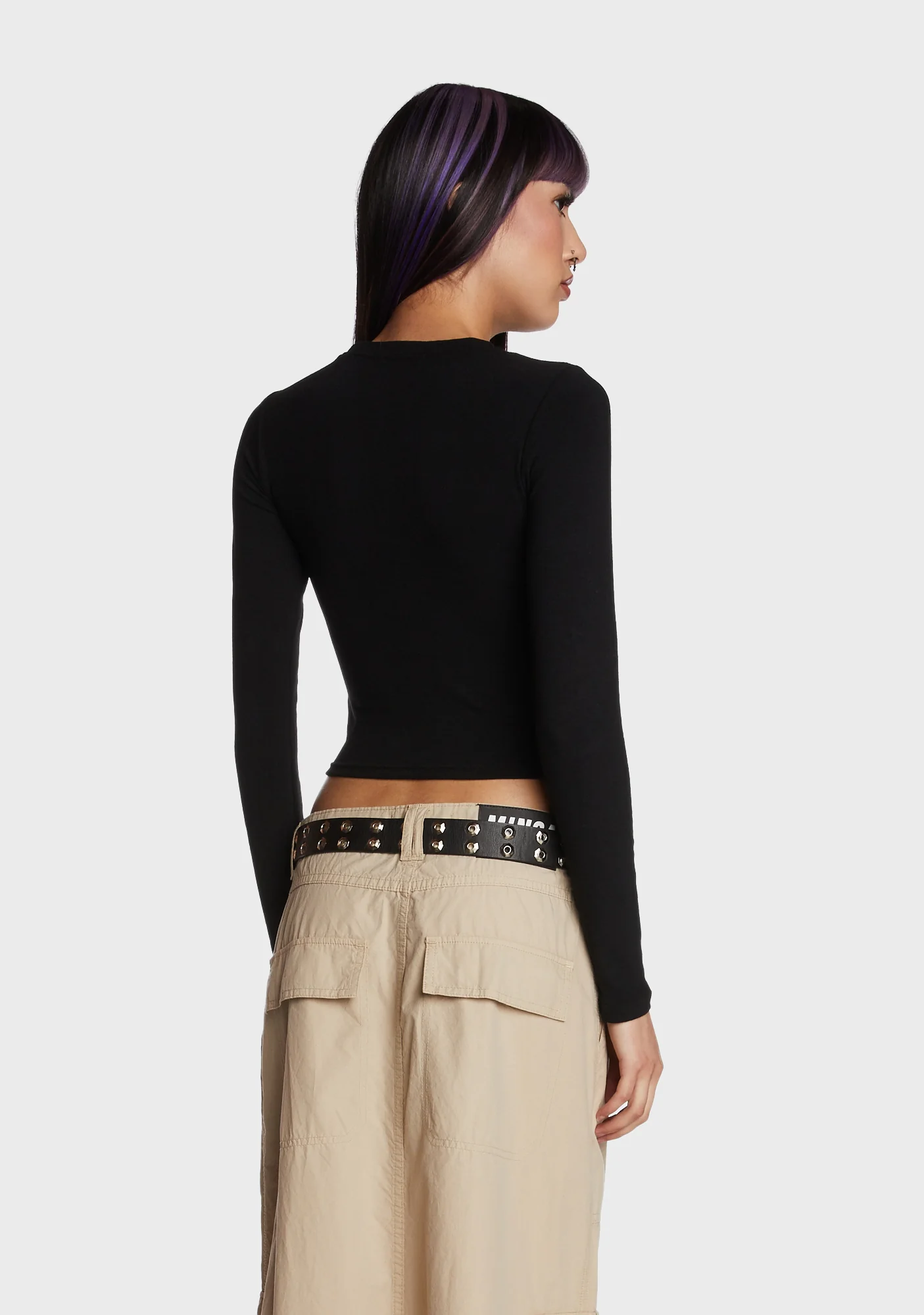 Hair Flip Long Sleeve Top - Black - Image 5
