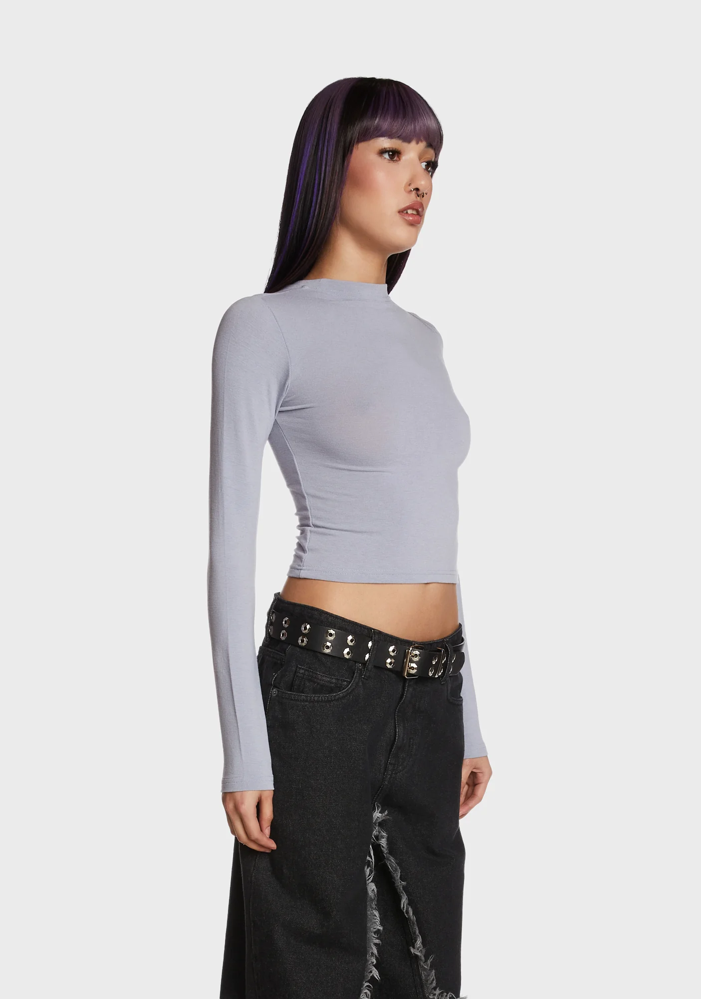 Hair Flip Long Sleeve Top - Blue - Image 4
