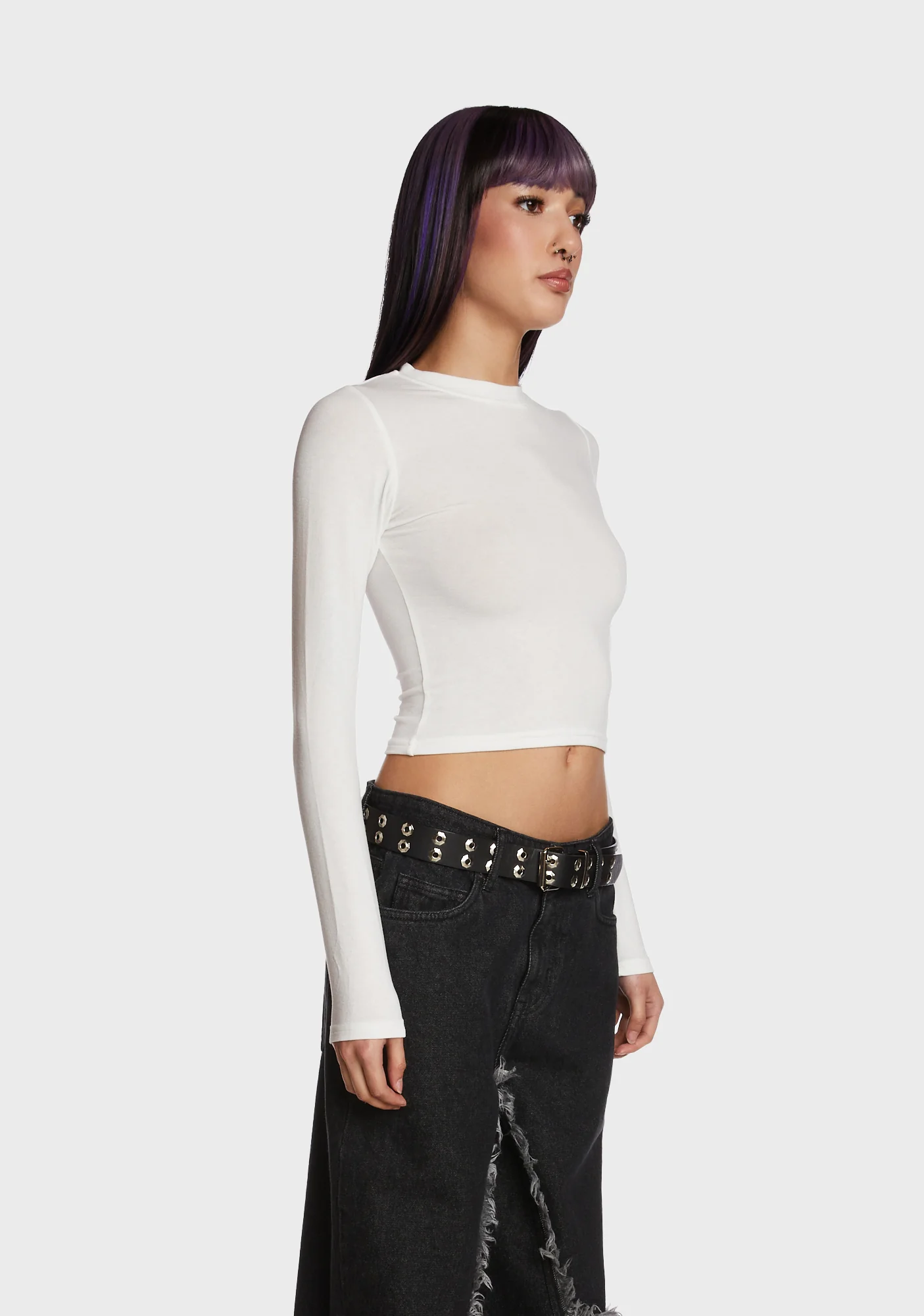 Hair Flip Long Sleeve Top - White - Image 4