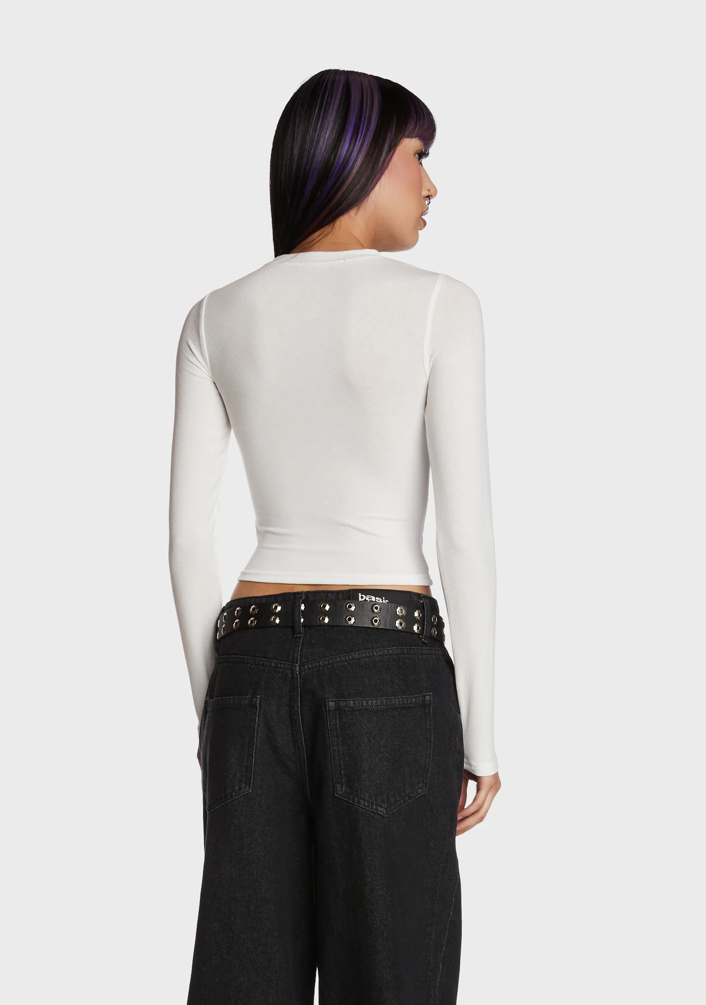 Hair Flip Long Sleeve Top - White - Image 5