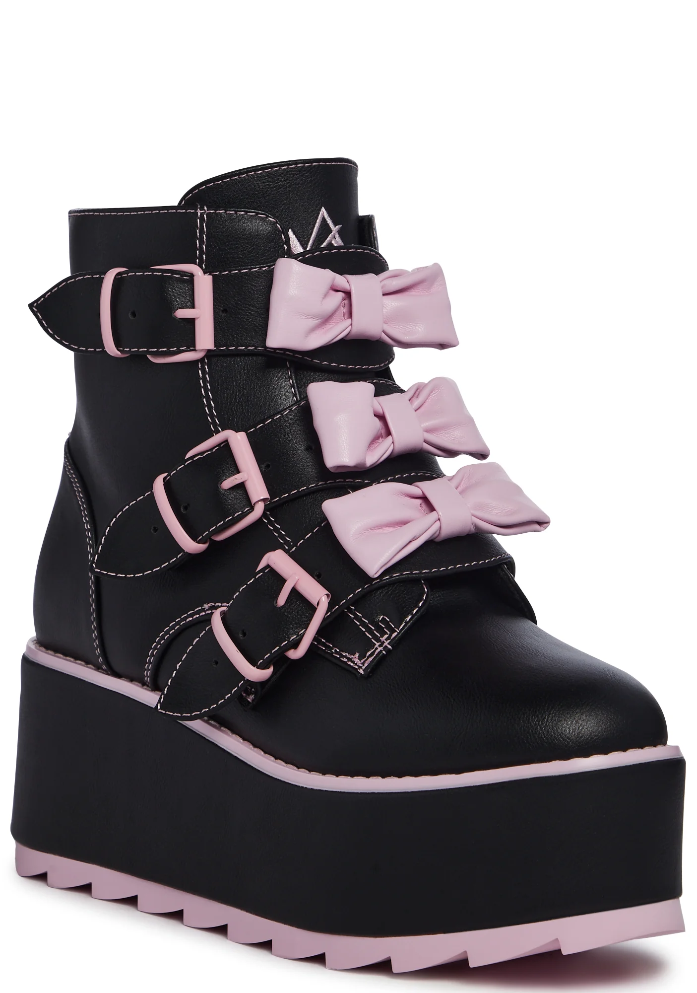 Halo Bow Ankle Boots - Black/Pink - Image 2