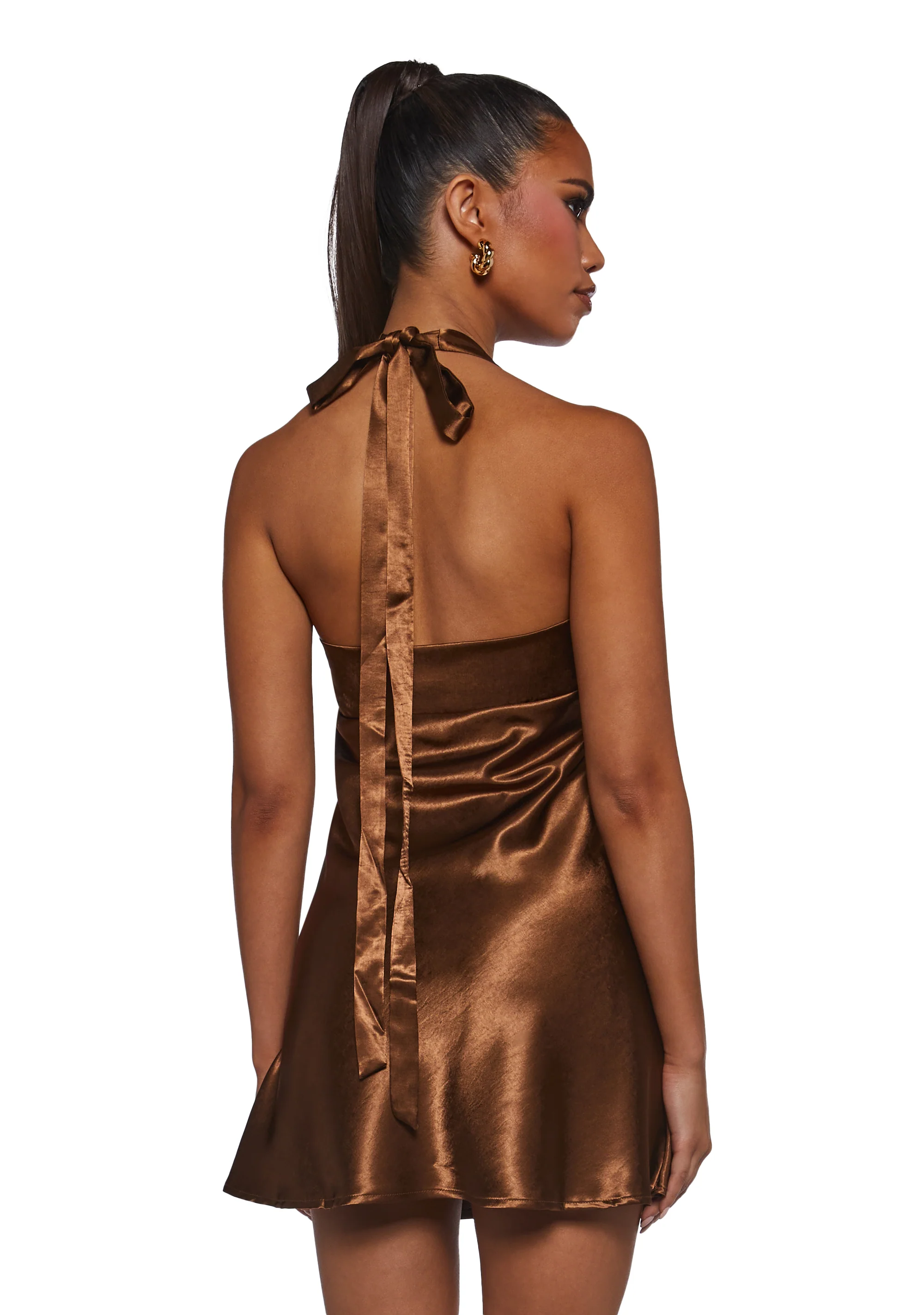 House Party Halter Dress - Brown - Image 4