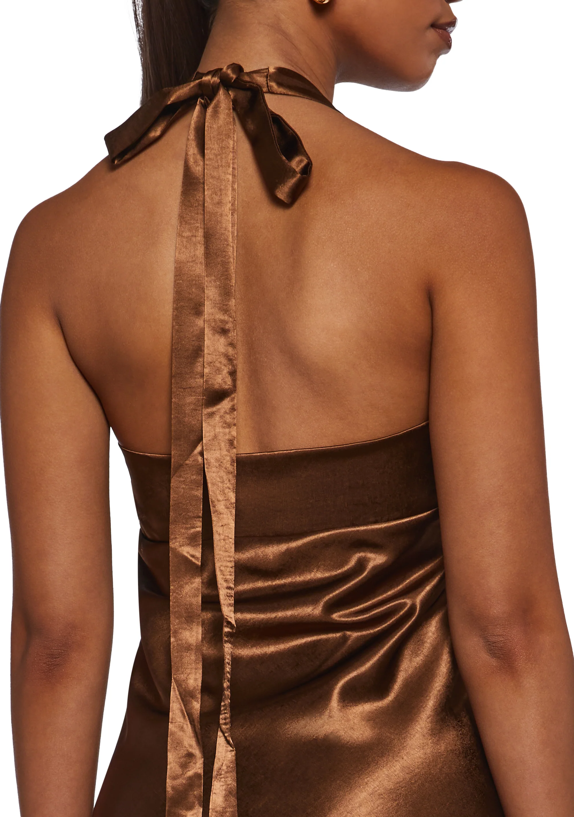 House Party Halter Dress - Brown - Image 5