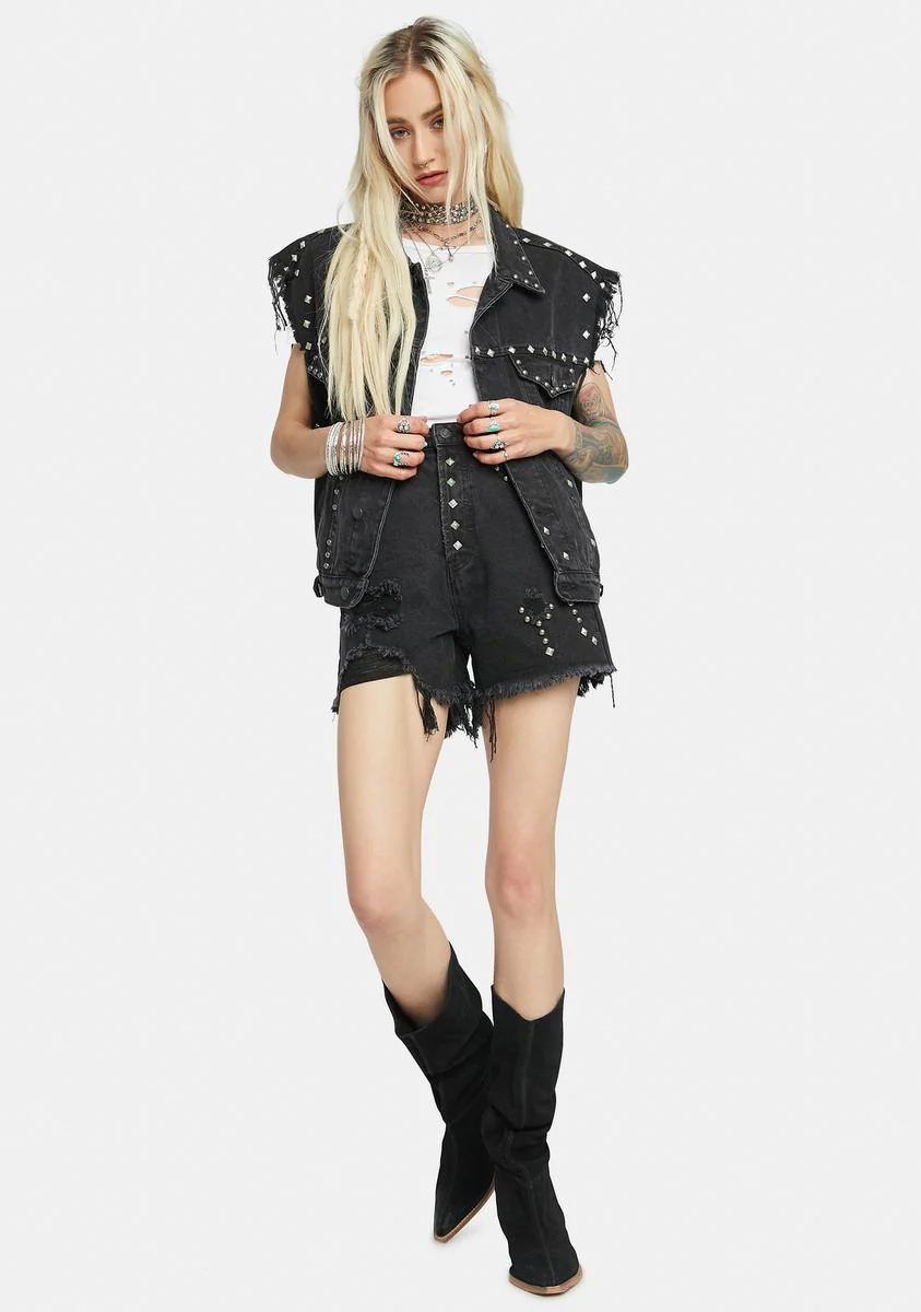 Hands On Distressed Denim Vest - Image 3