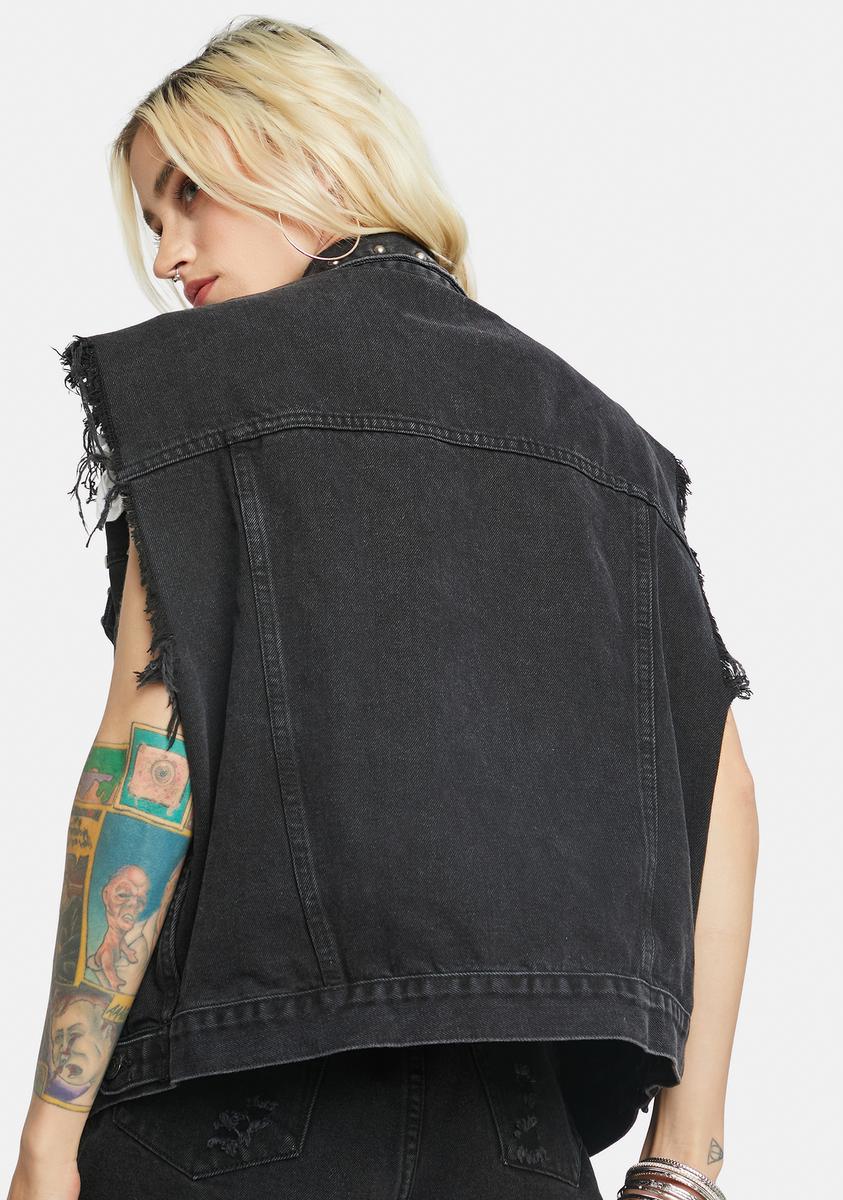 Hands On Distressed Denim Vest - Image 4